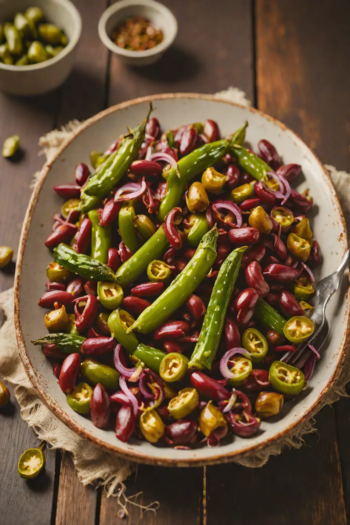 Roasted Kidney Beans with Okra