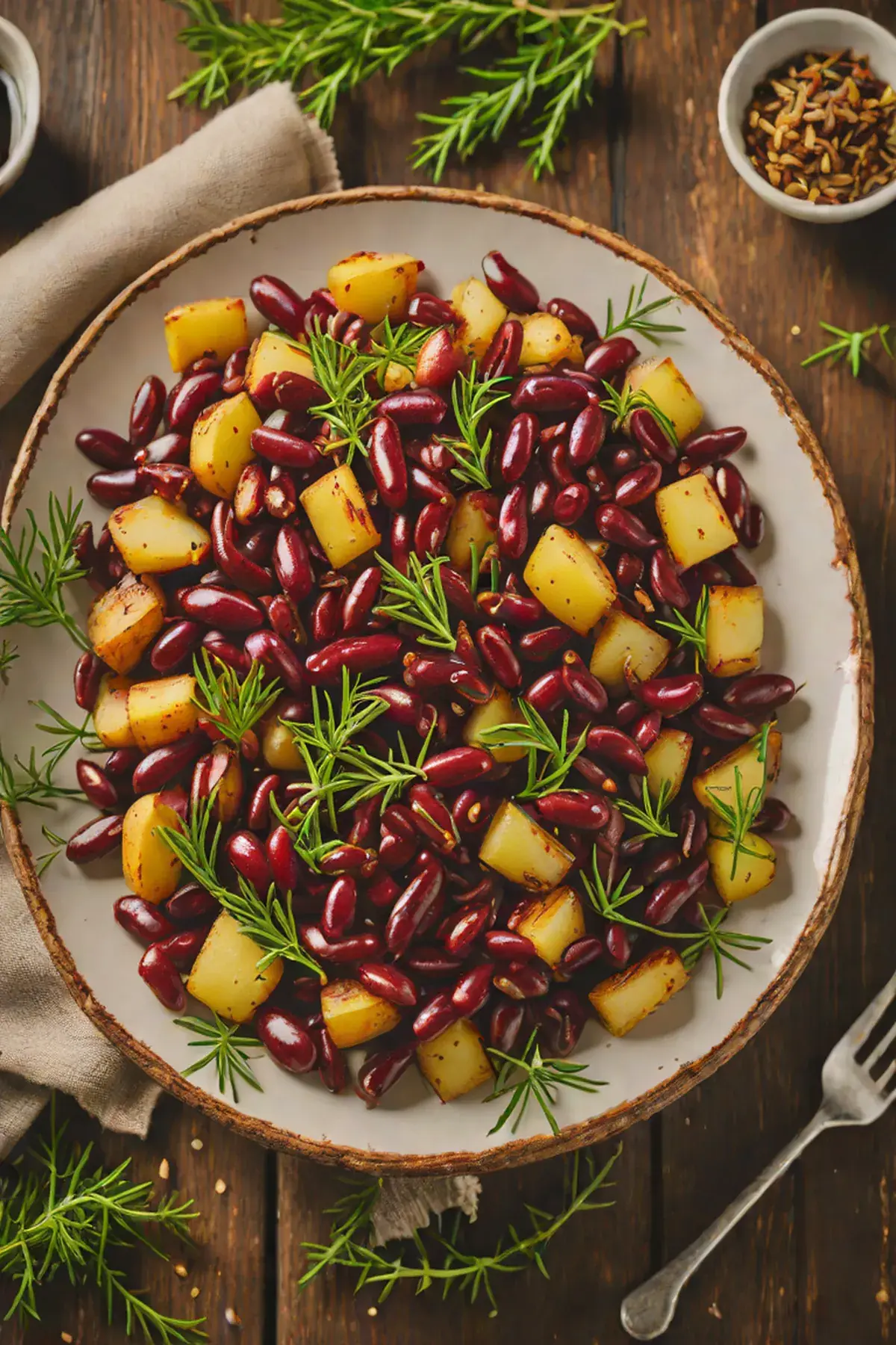 Roasted Kidney Beans with Potato
