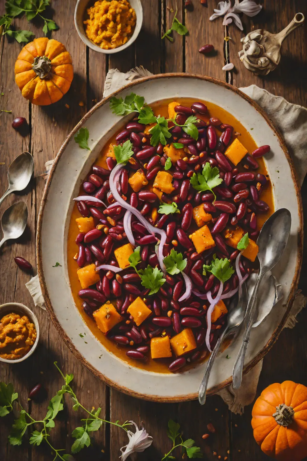 Roasted Kidney Beans with Pumpkin