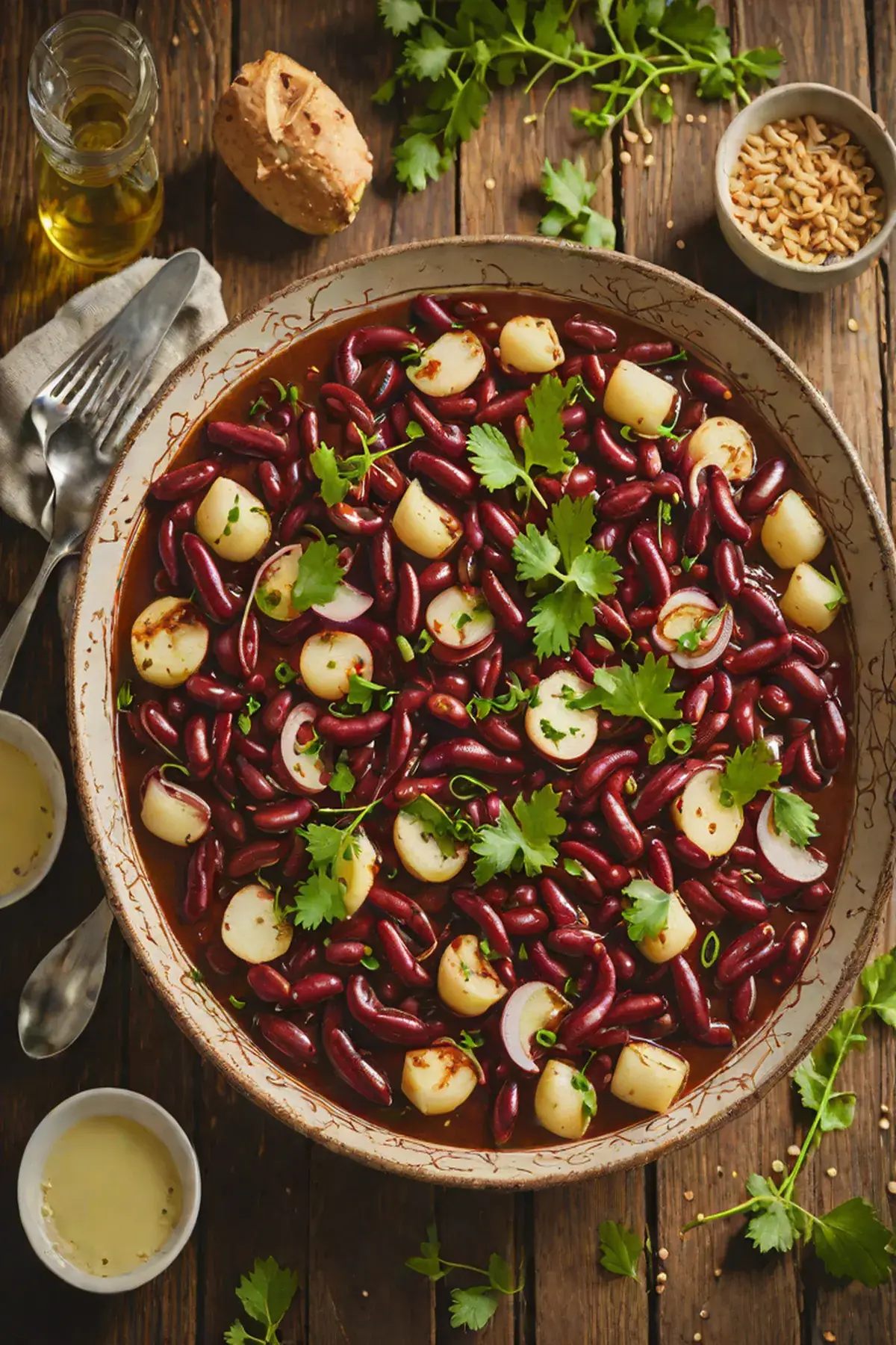 Roasted Kidney Beans with Turnip