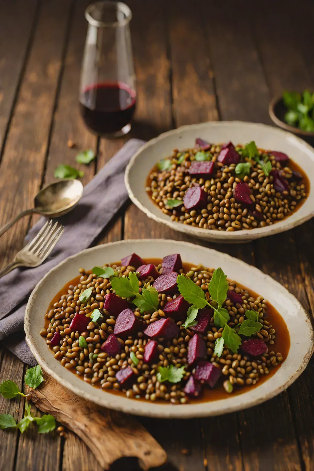 Roasted Lentils with Beetroot