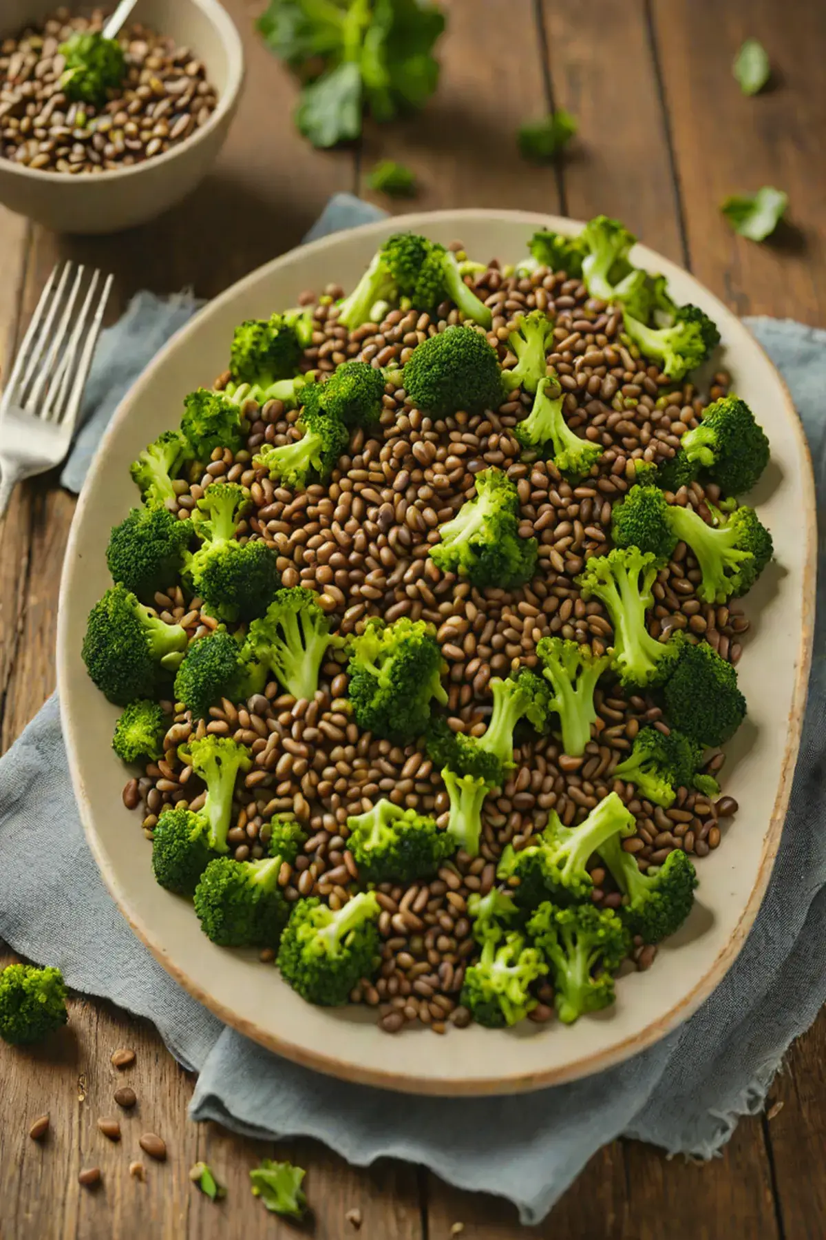 Roasted Lentils with Broccoli