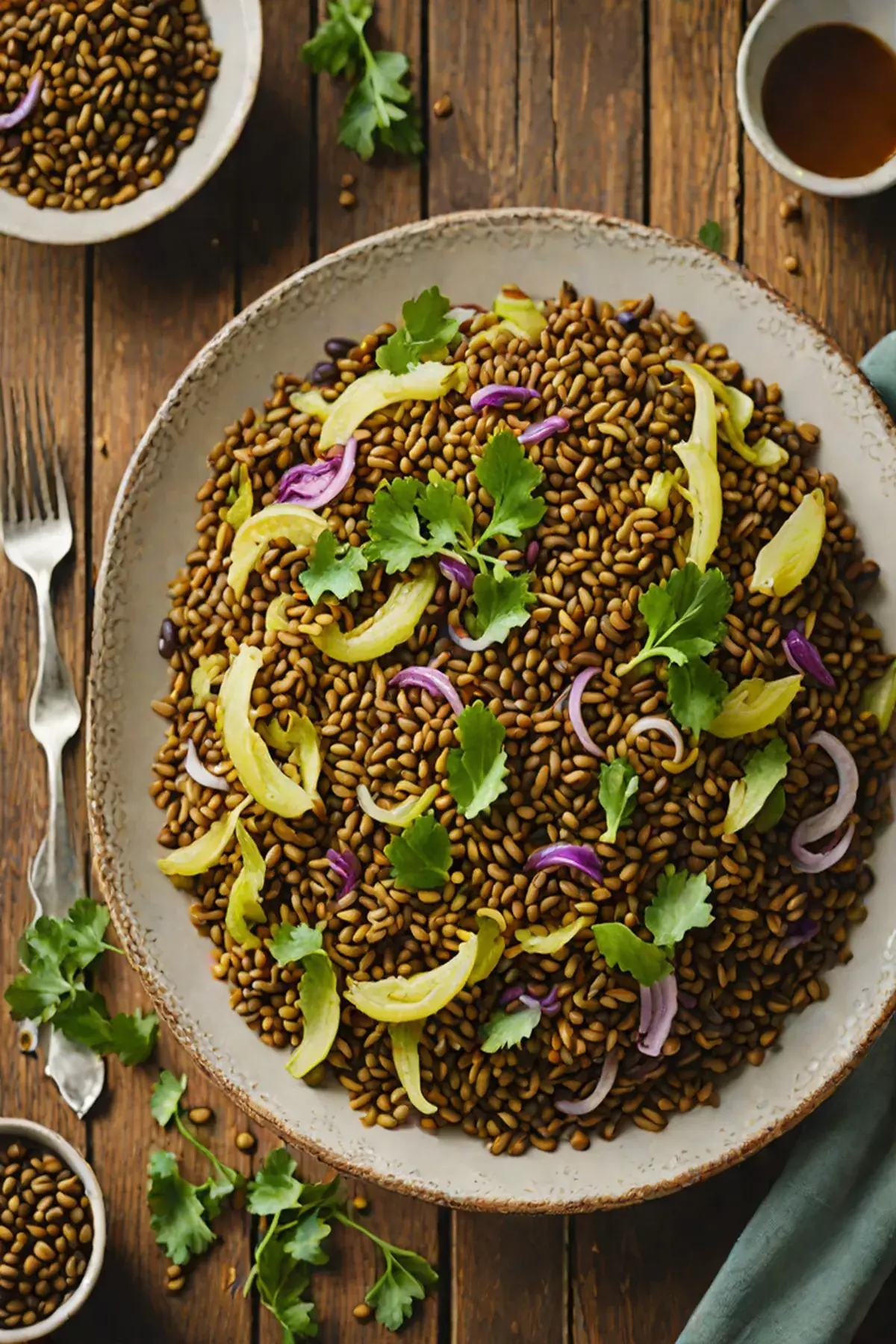 Roasted Lentils with Cabbage