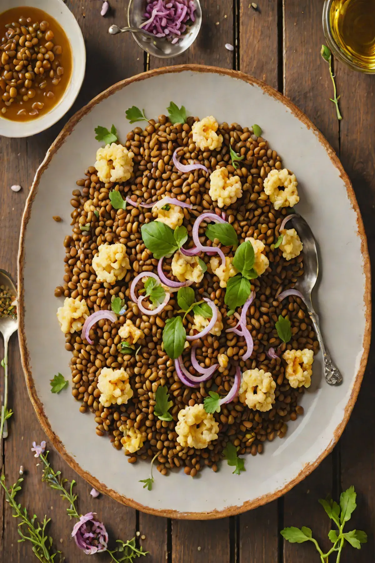 Roasted Lentils with Cauliflower