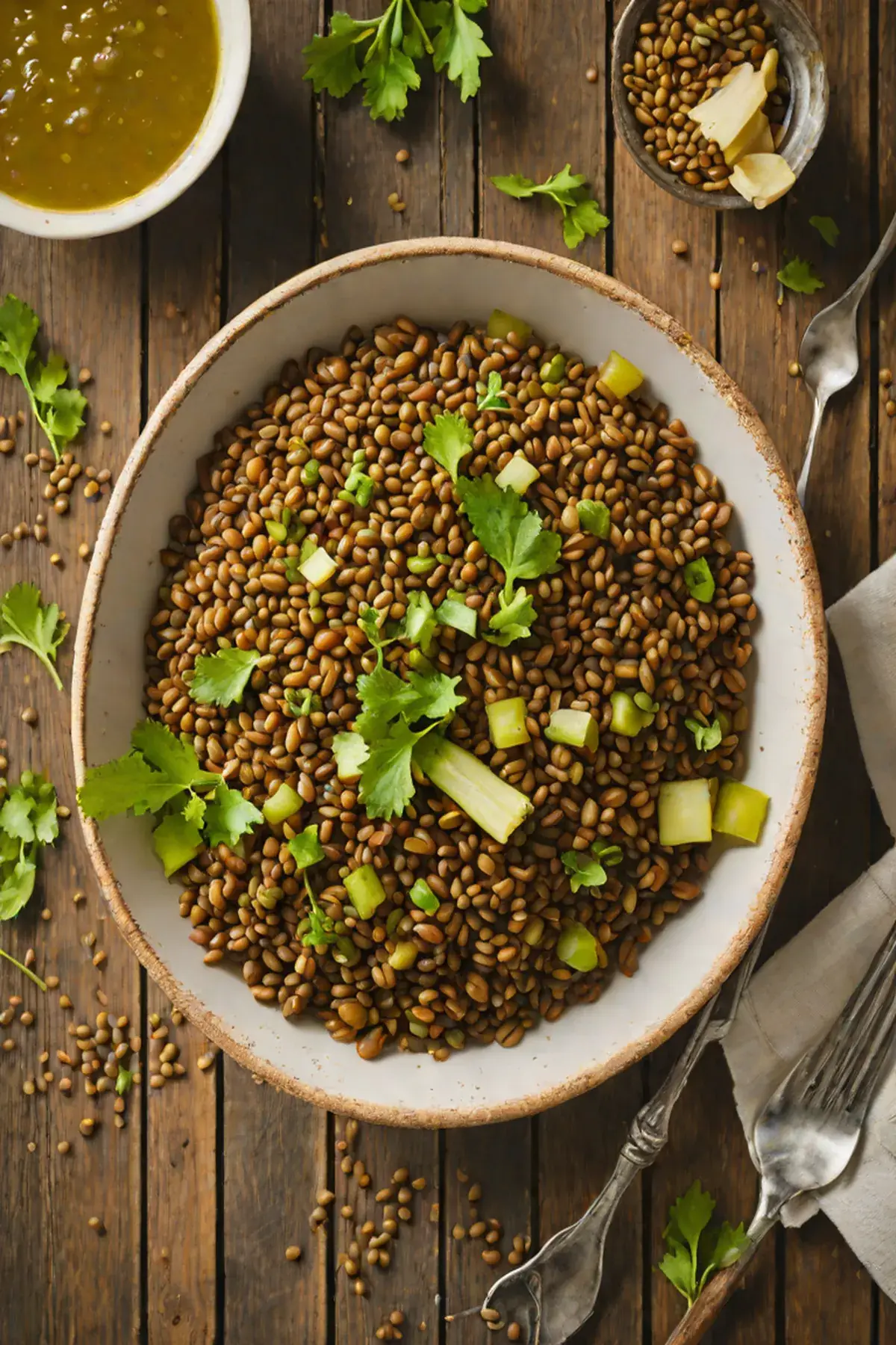 Roasted Lentils with Celery