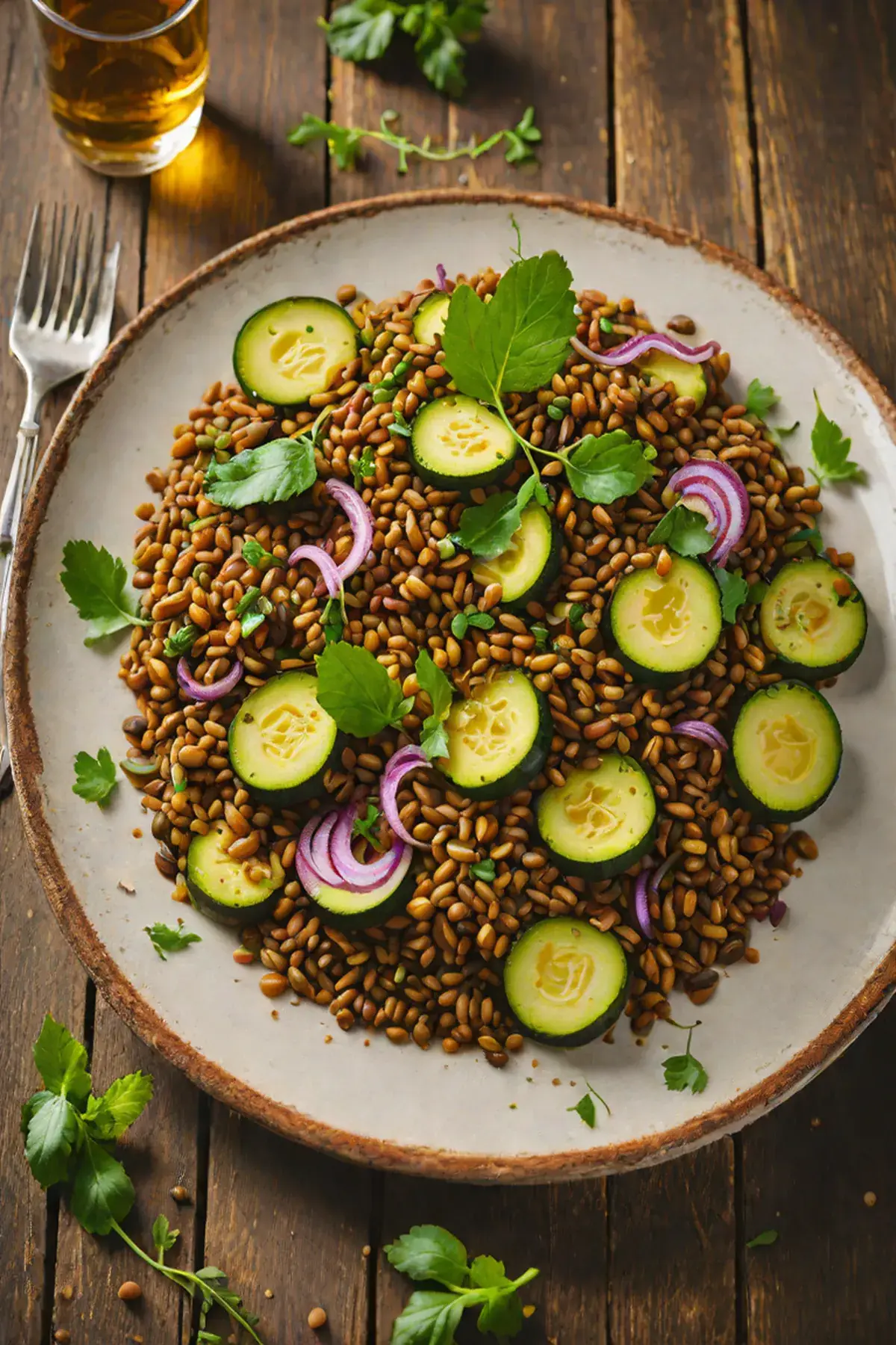 Roasted Lentils with Courgette
