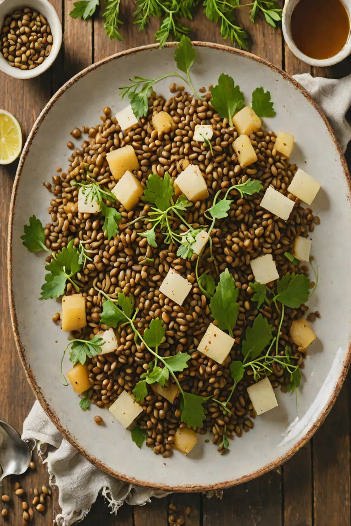 Roasted Lentils with Daikon