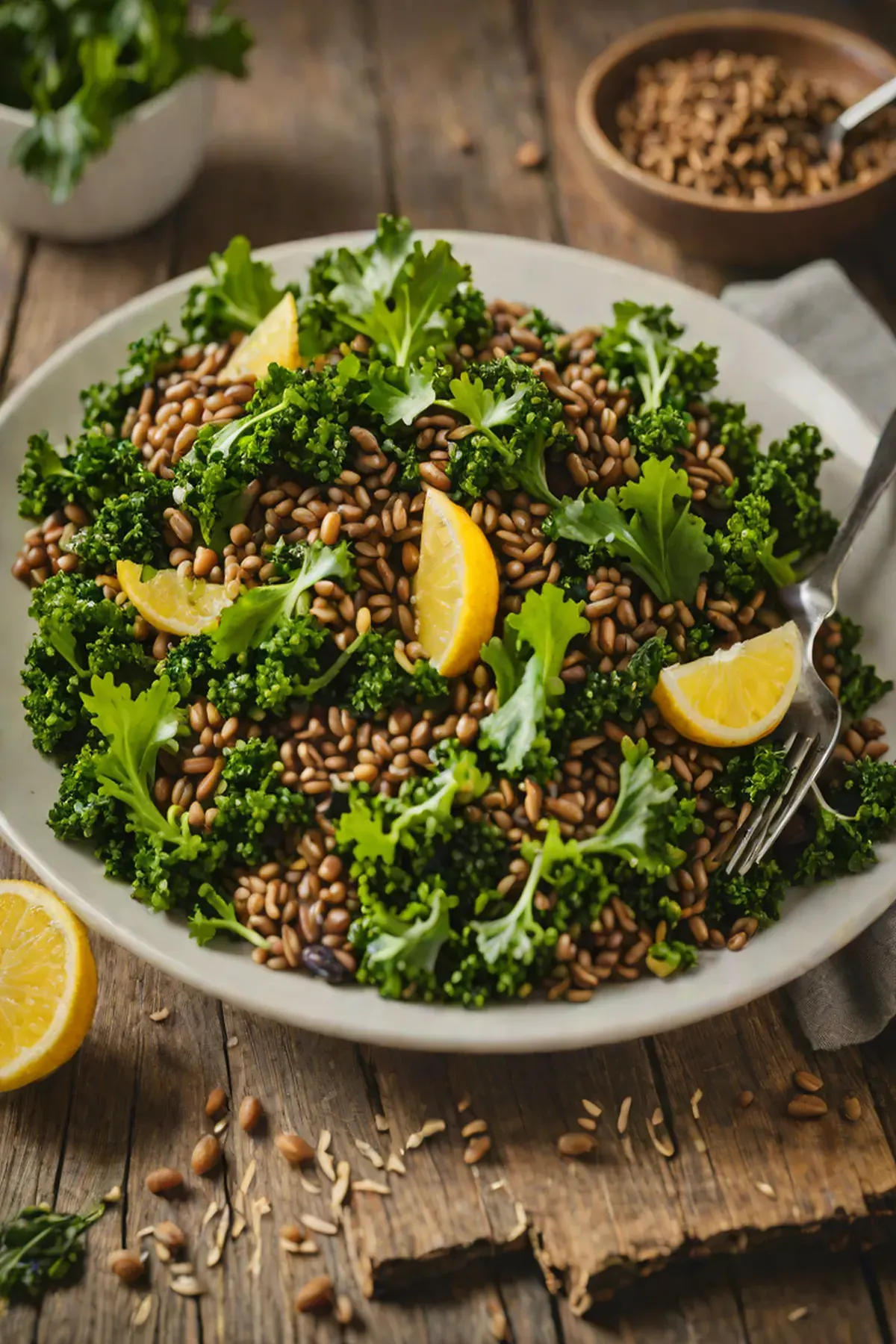 Roasted Lentils with Kale