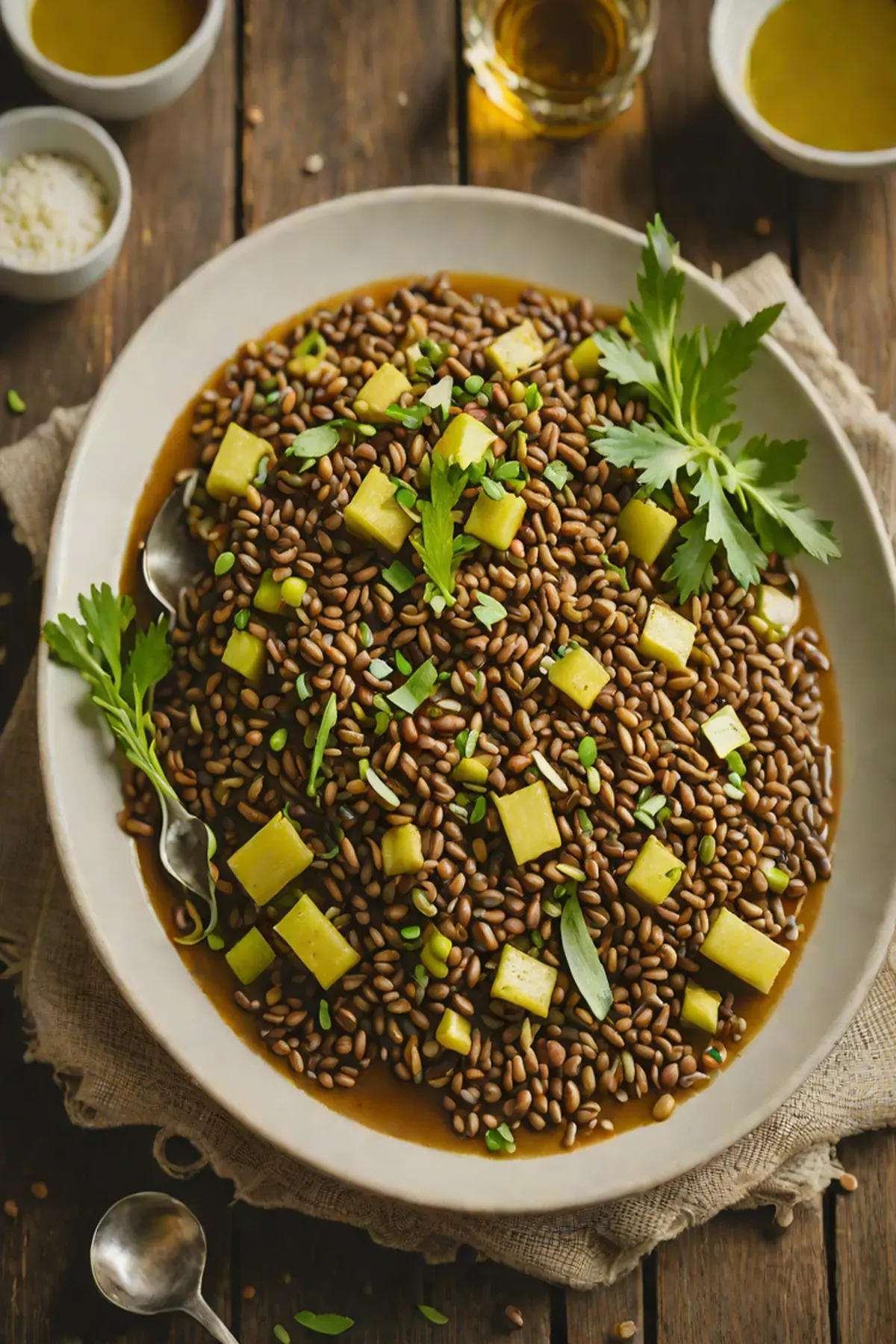 Roasted Lentils with Leek