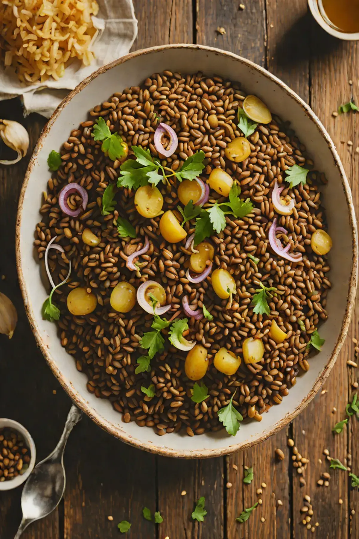 Roasted Lentils with Onion