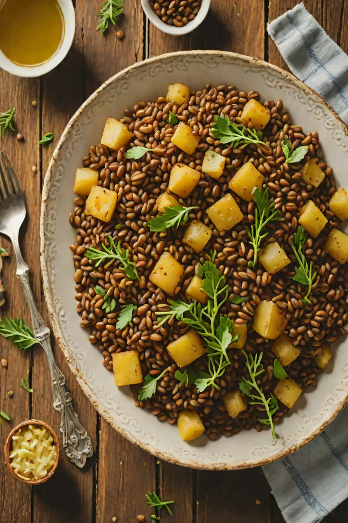 Roasted Lentils with Potato