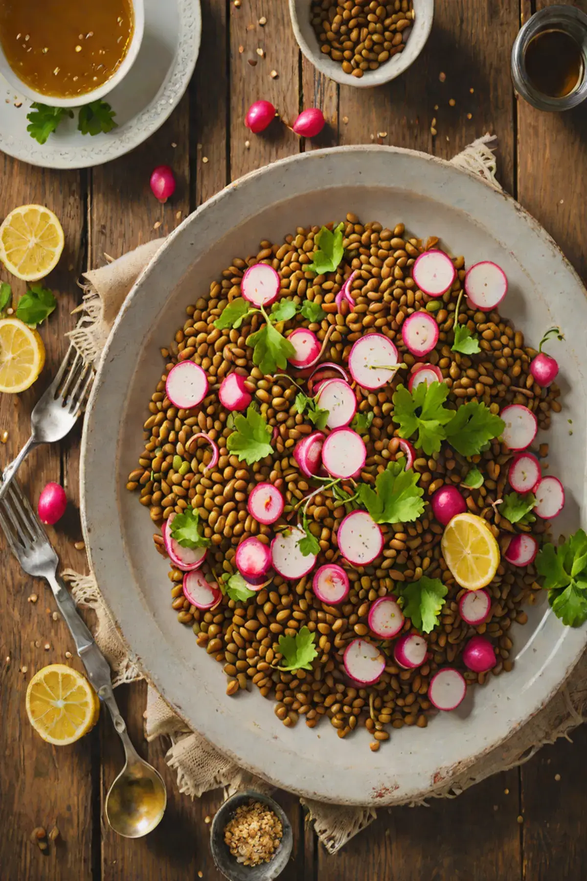 Roasted Lentils with Radish