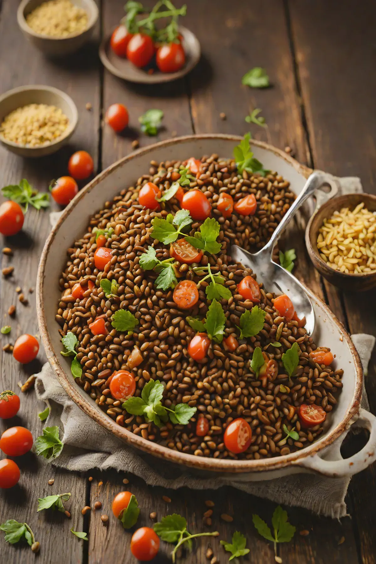 Roasted Lentils with Tomato