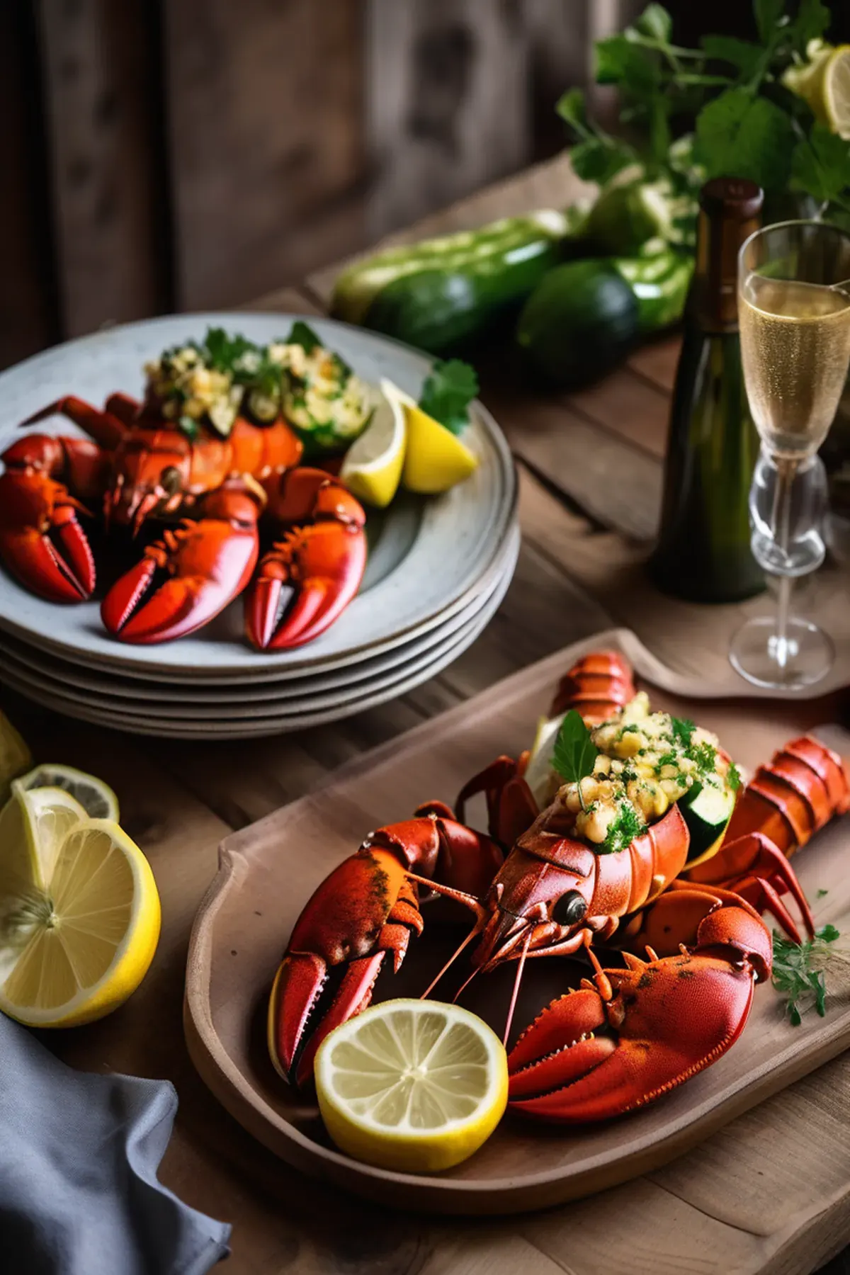 Roasted Lobster with Courgette and Lemon Butter