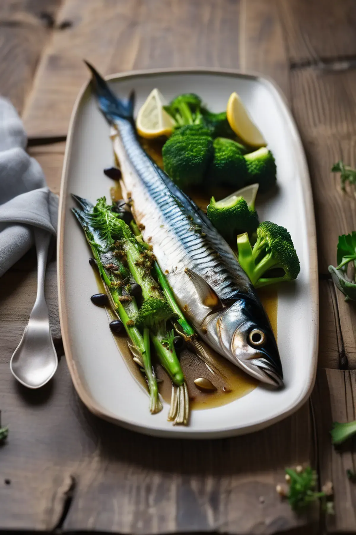 Roasted Mackerel with Broccoli