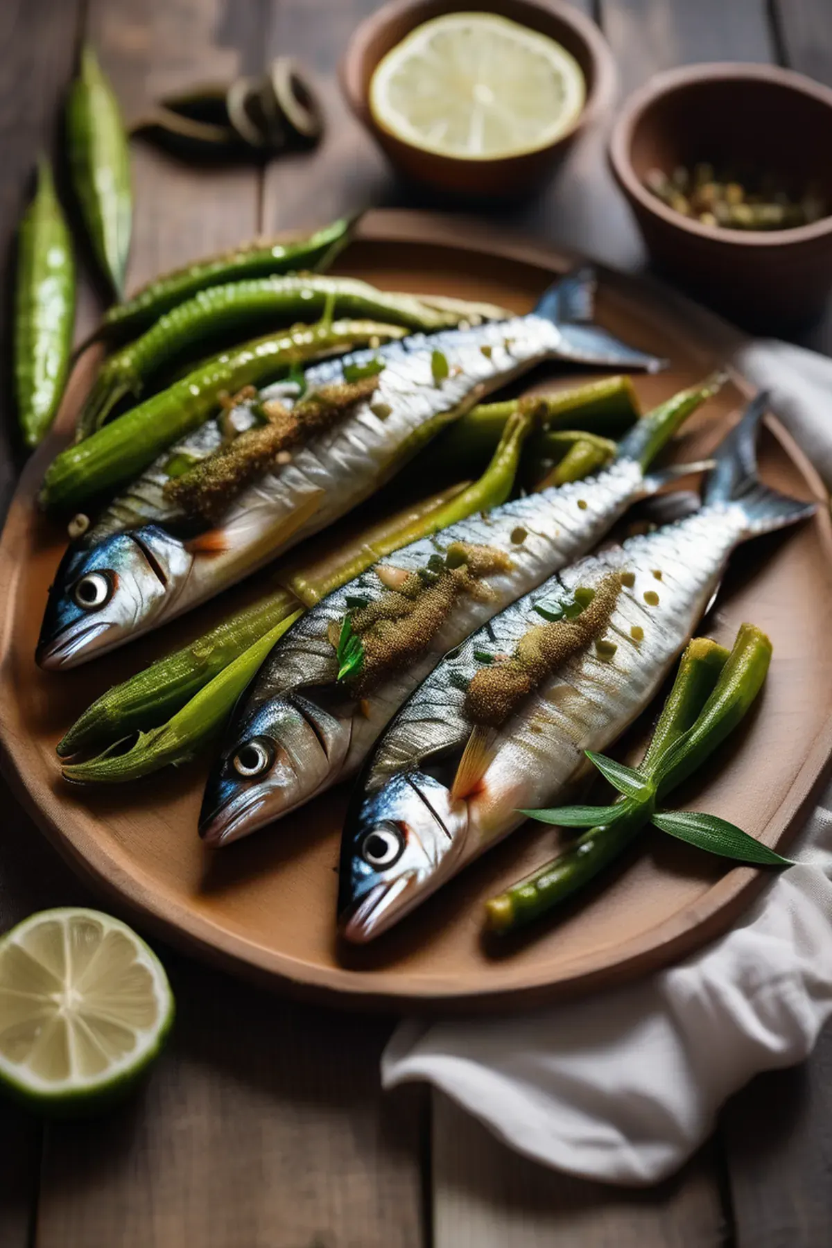 Roasted Mackerel with Okra
