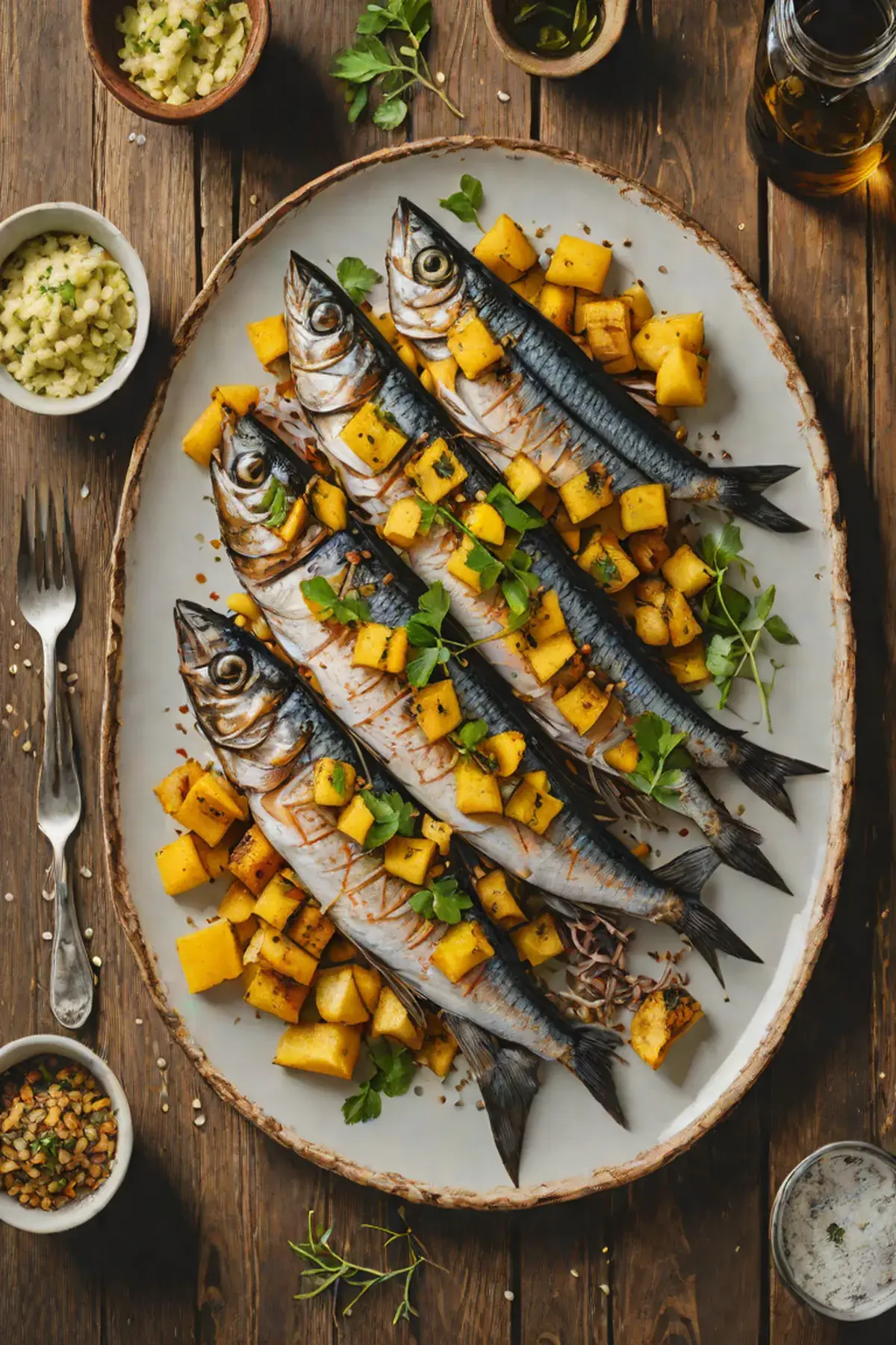 Roasted Mackerel with Plantain