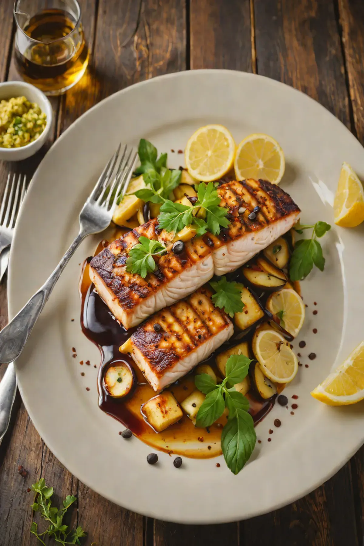 Roasted Mahi Mahi with Aubergine