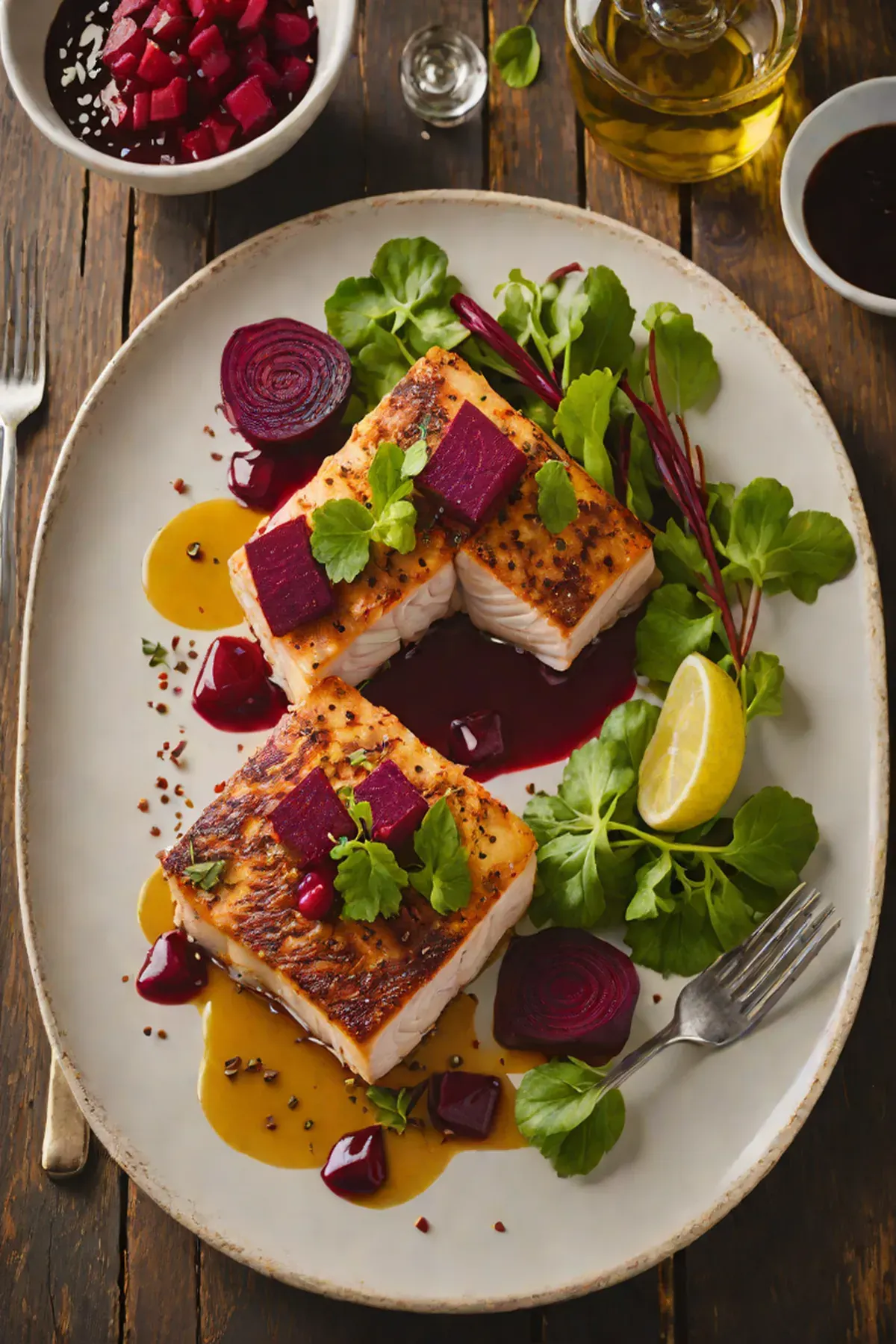 Roasted Mahi Mahi with Beetroot