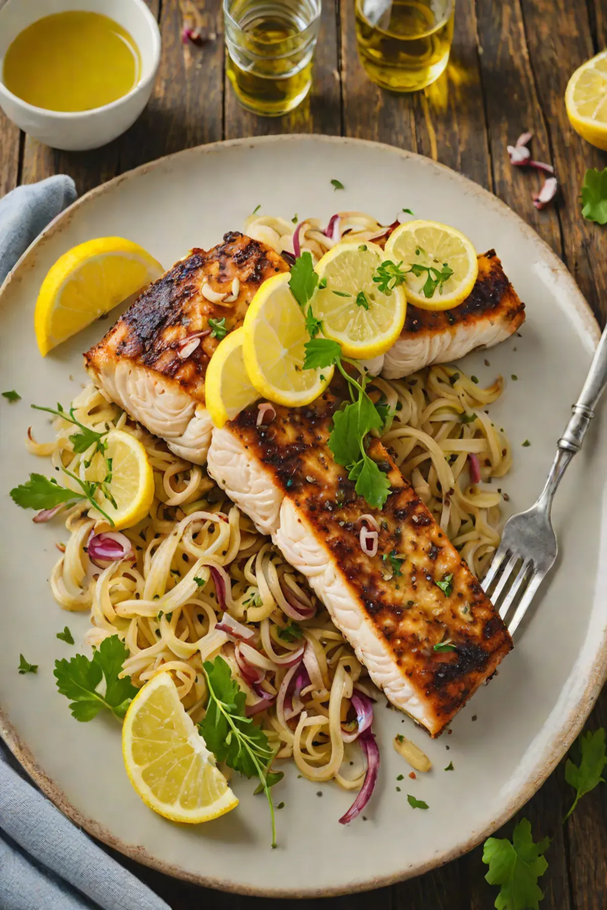 Roasted Mahi Mahi with Caramelized Onions and Lemon Butter