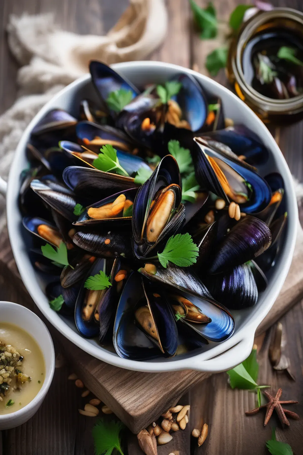 Roasted Mussels with Aubergine