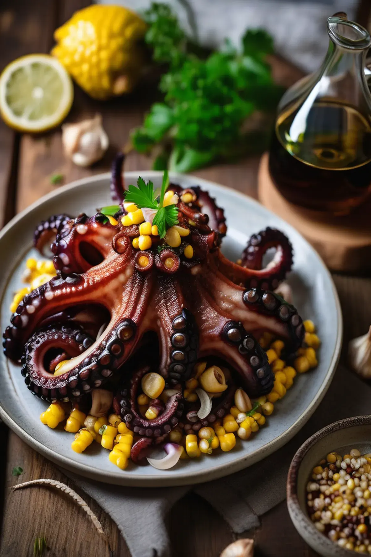 Roasted Octopus with Corn