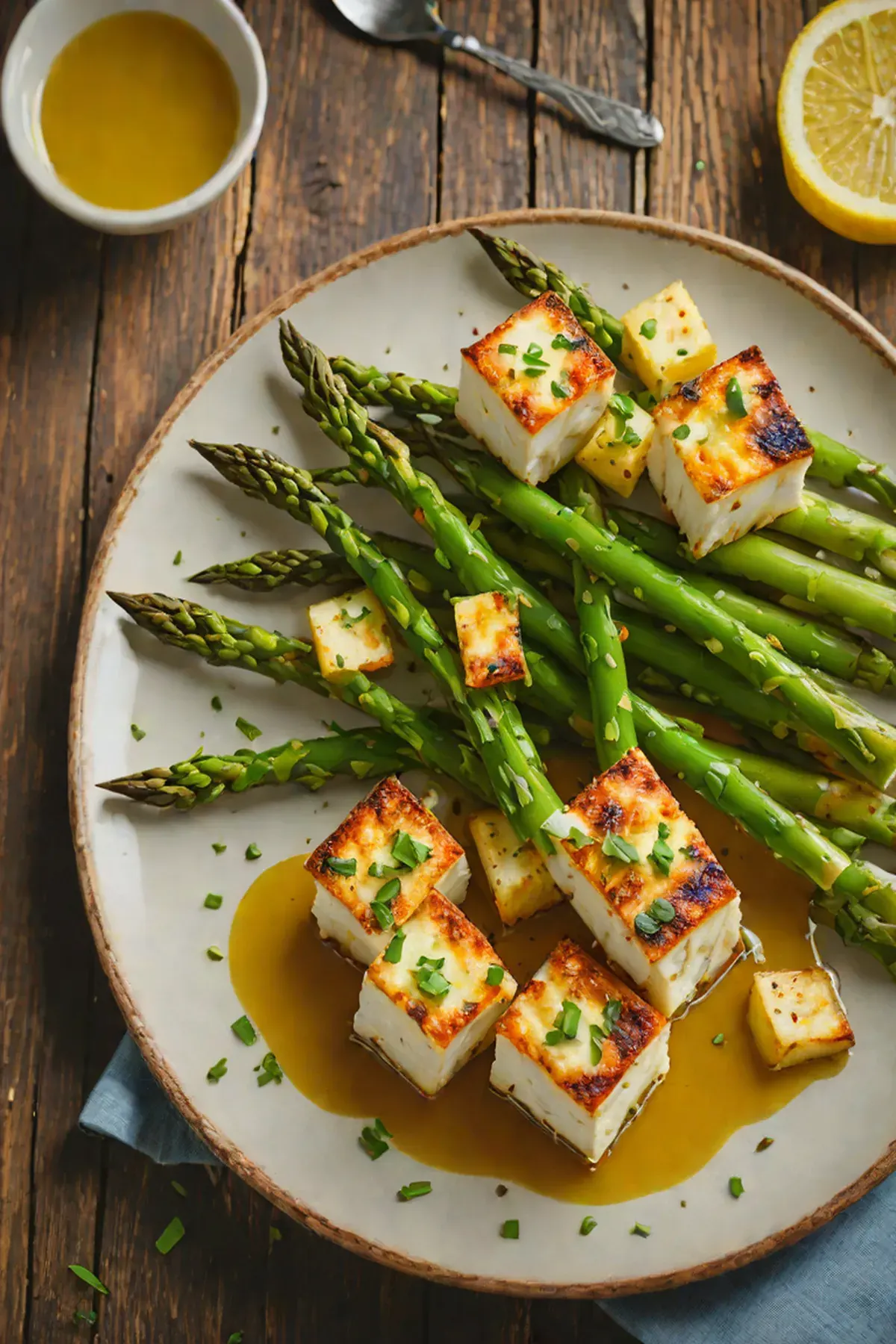 Roasted Paneer with Asparagus