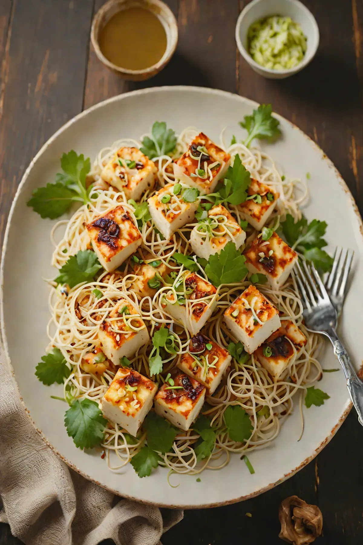 Roasted Paneer with Bean Sprout