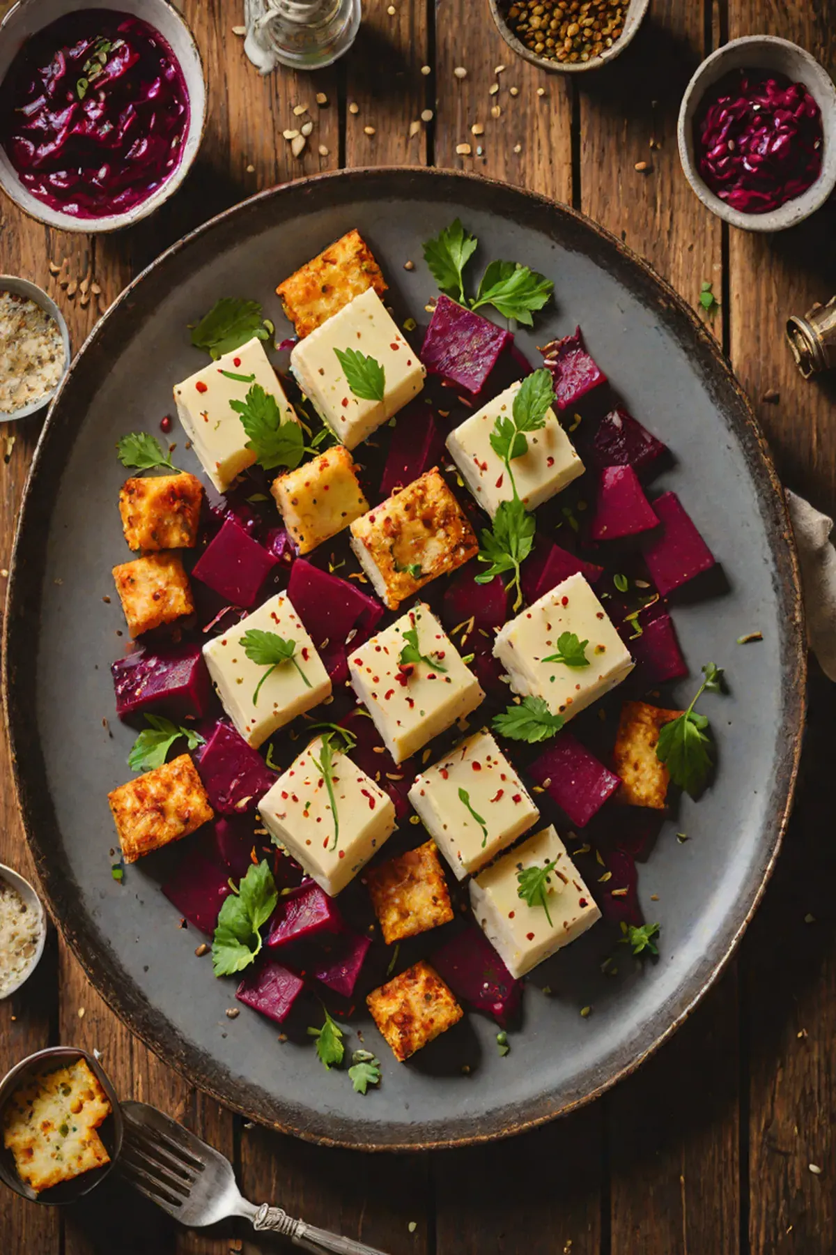 Roasted Paneer with Beetroot