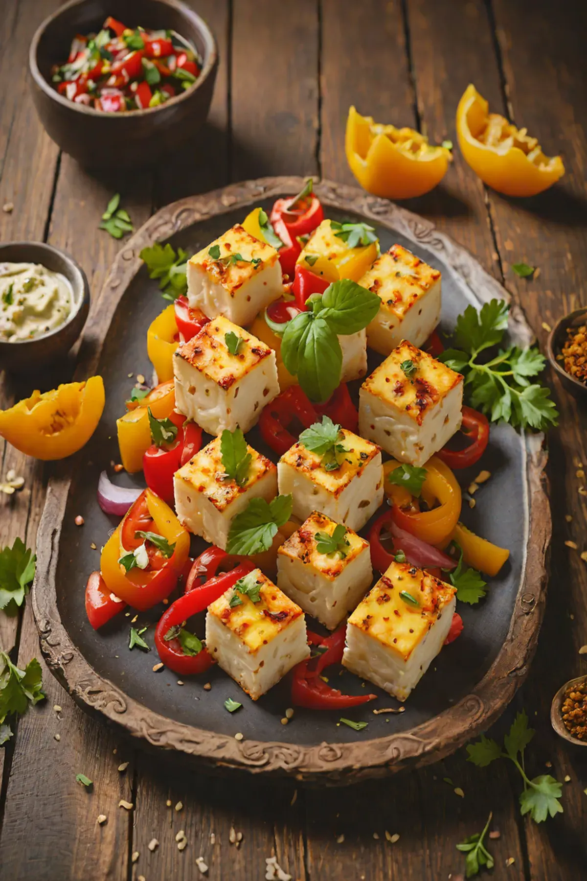 Roasted Paneer with Bell Pepper