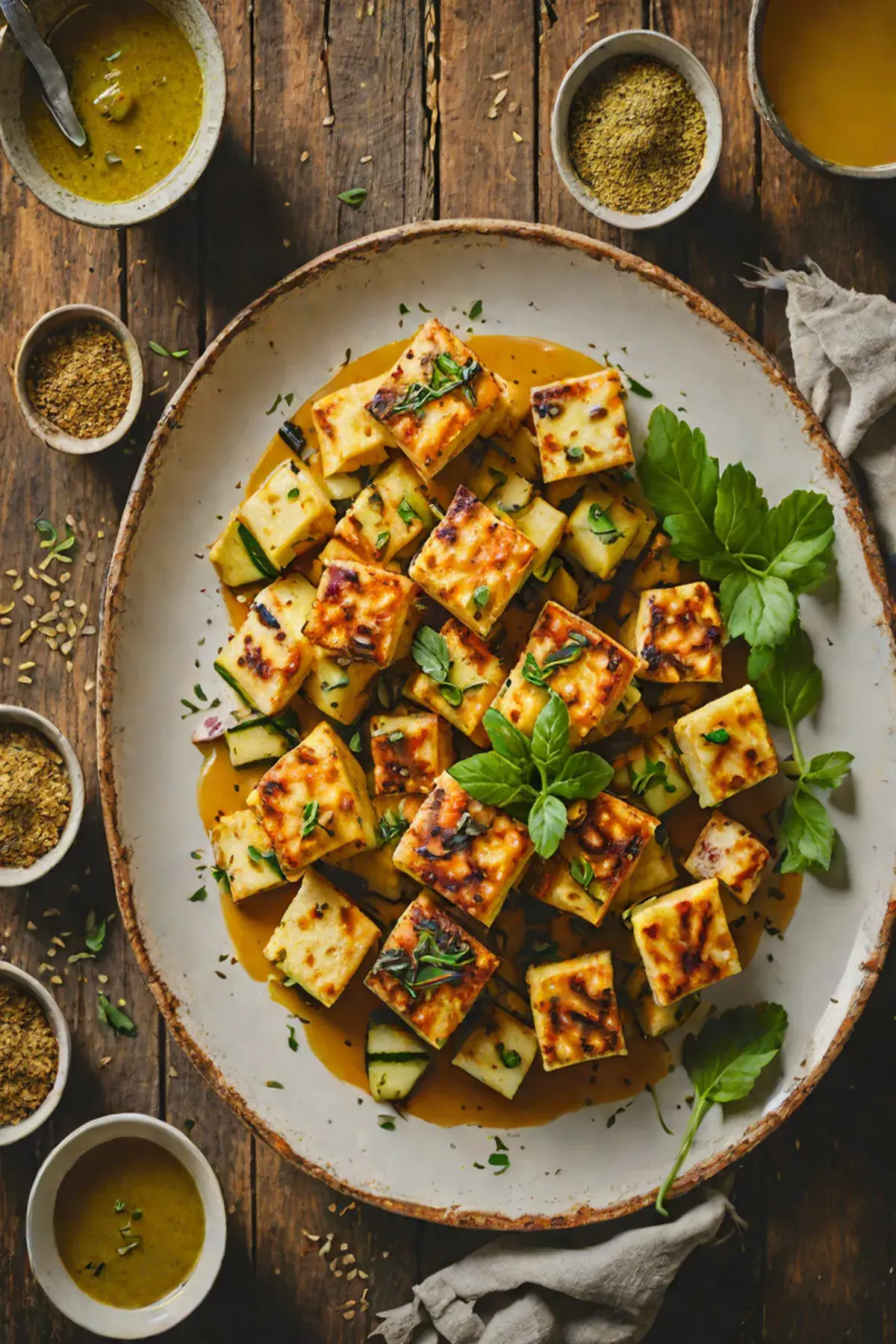 Roasted Paneer with Courgette