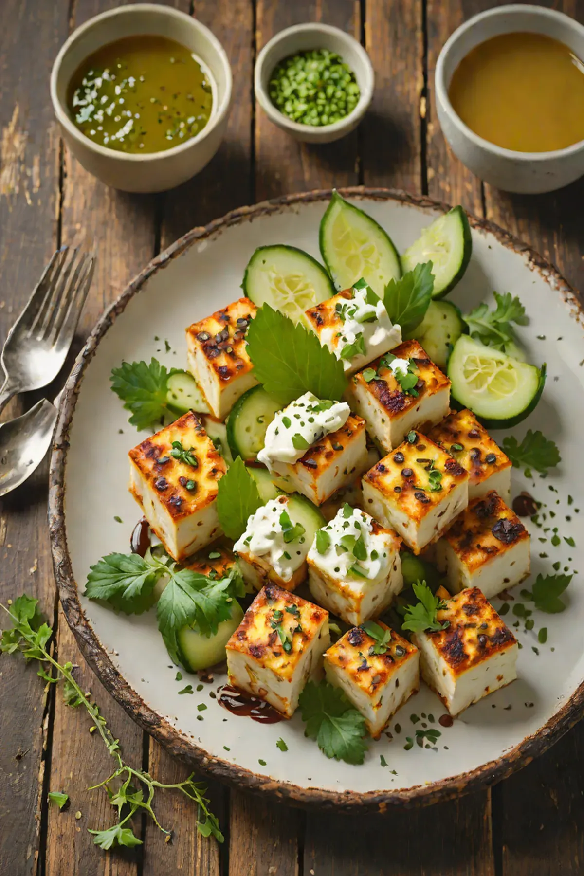 Roasted Paneer with Cucumber