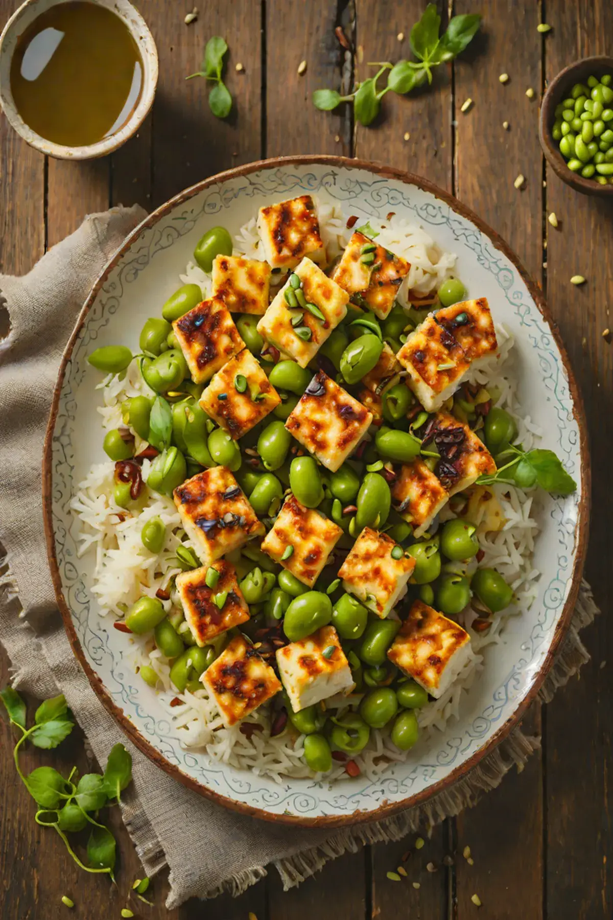 Roasted Paneer with Edamame