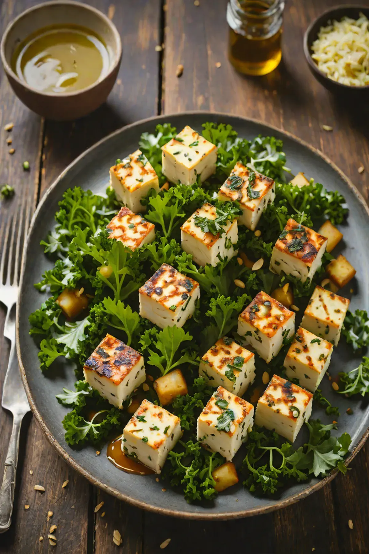 Roasted Paneer with Kale
