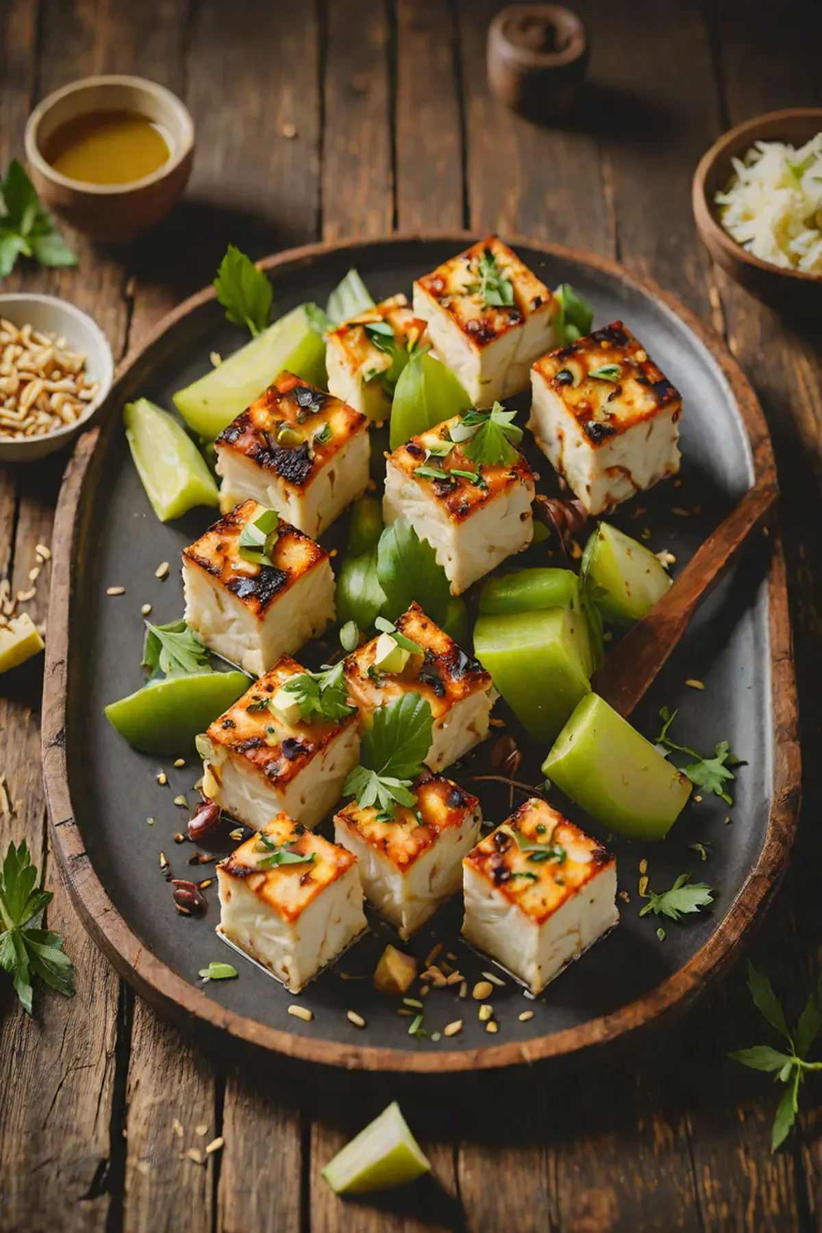 Roasted Paneer with Leek
