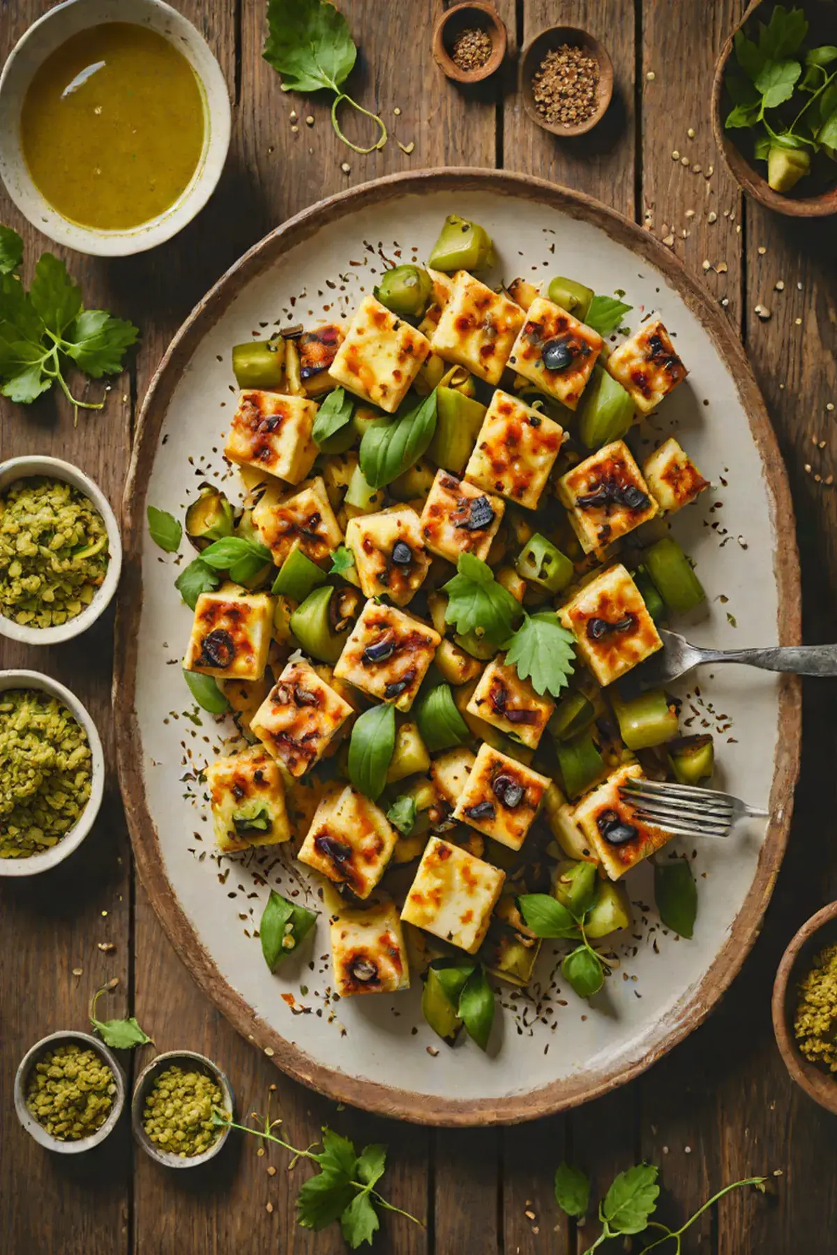 Roasted Paneer with Okra