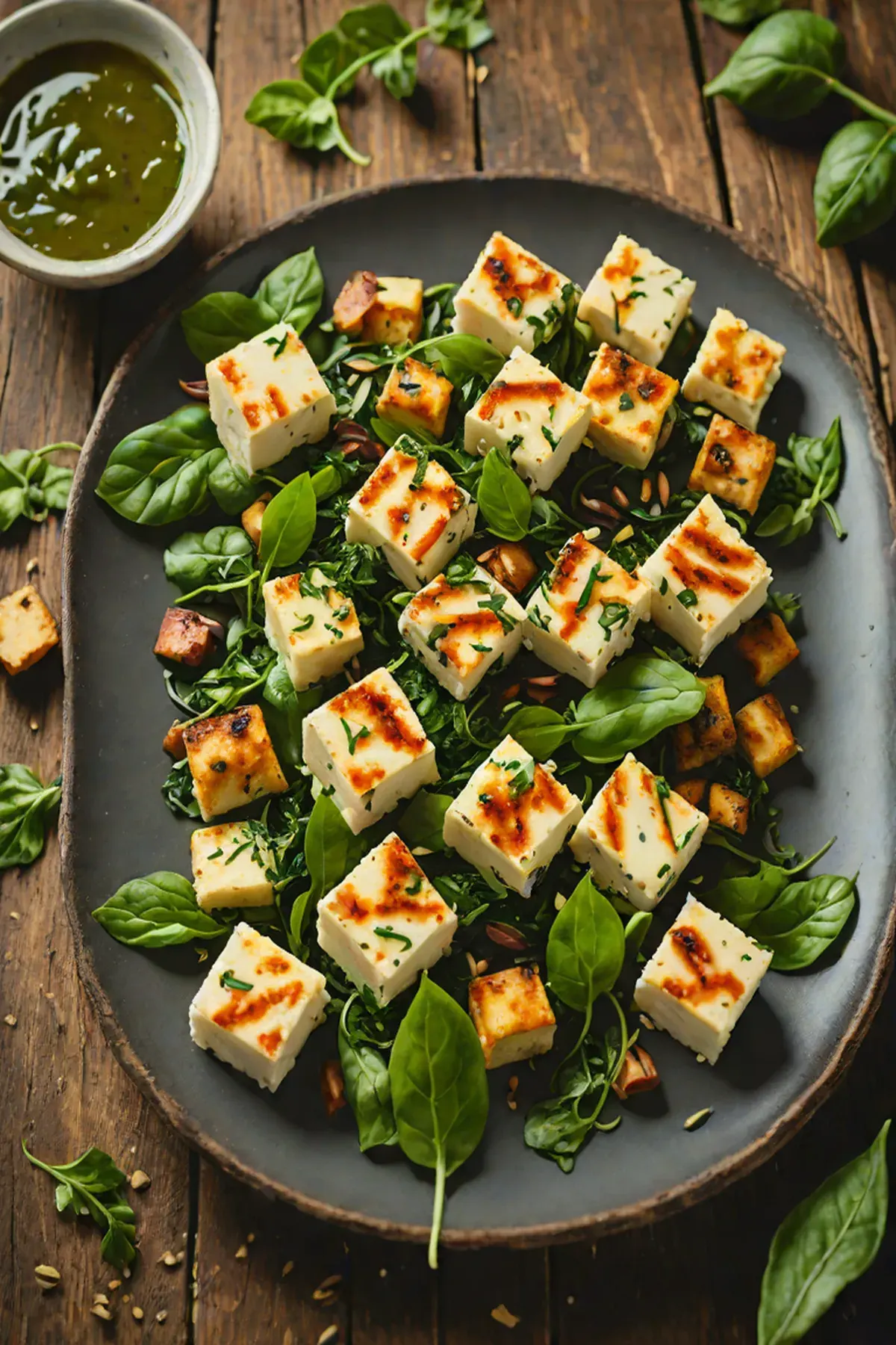 Roasted Paneer with Spinach