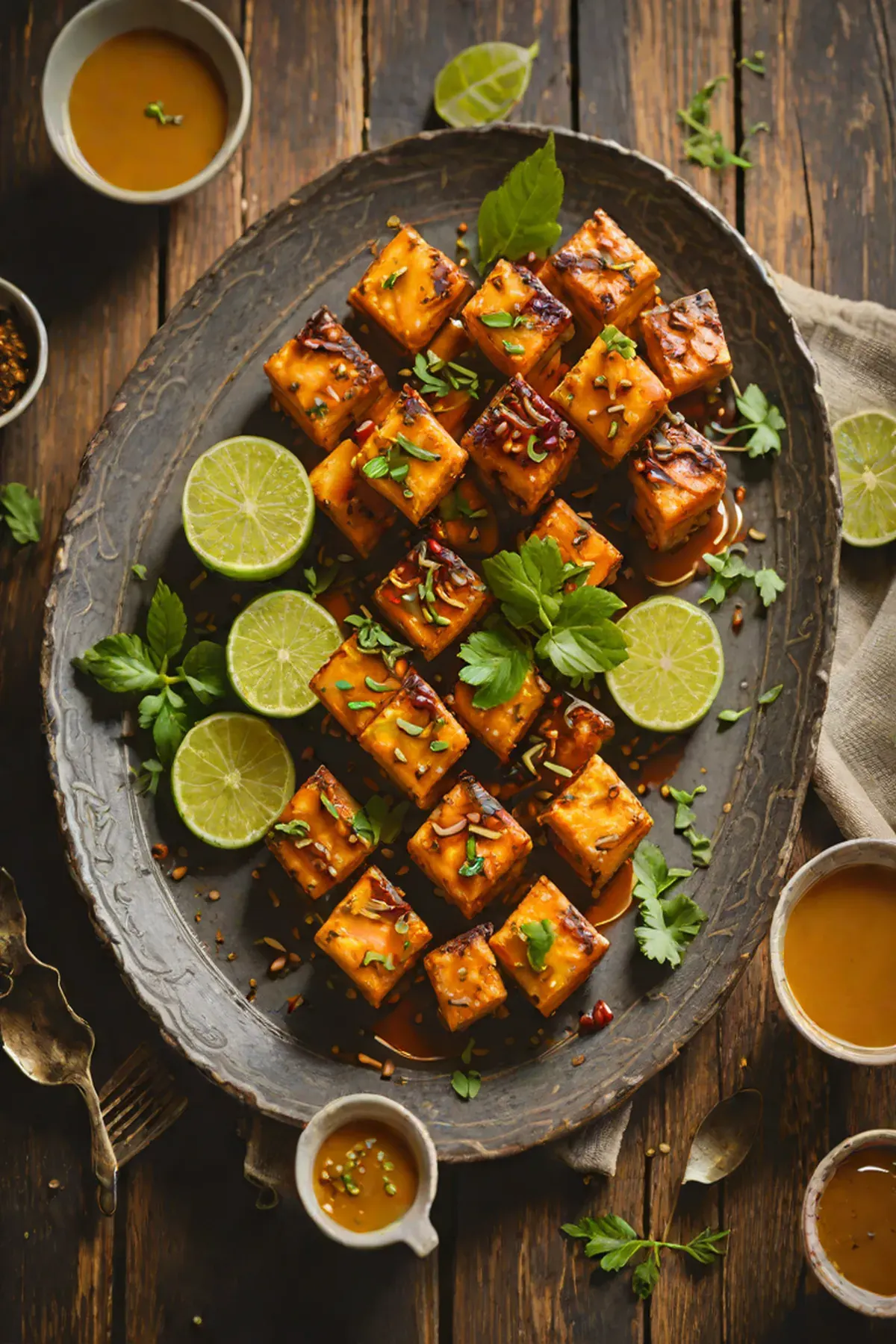 Roasted Paneer with Sweet Potato and Cumin-Lime Glaze