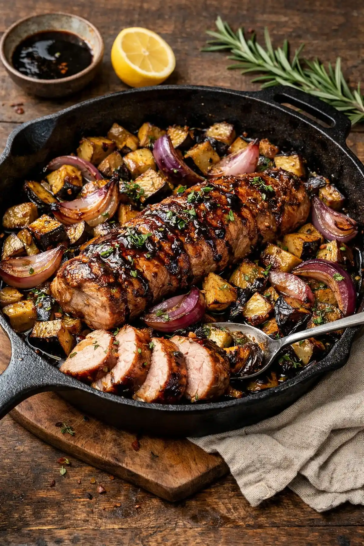 Roasted Pork with Aubergine