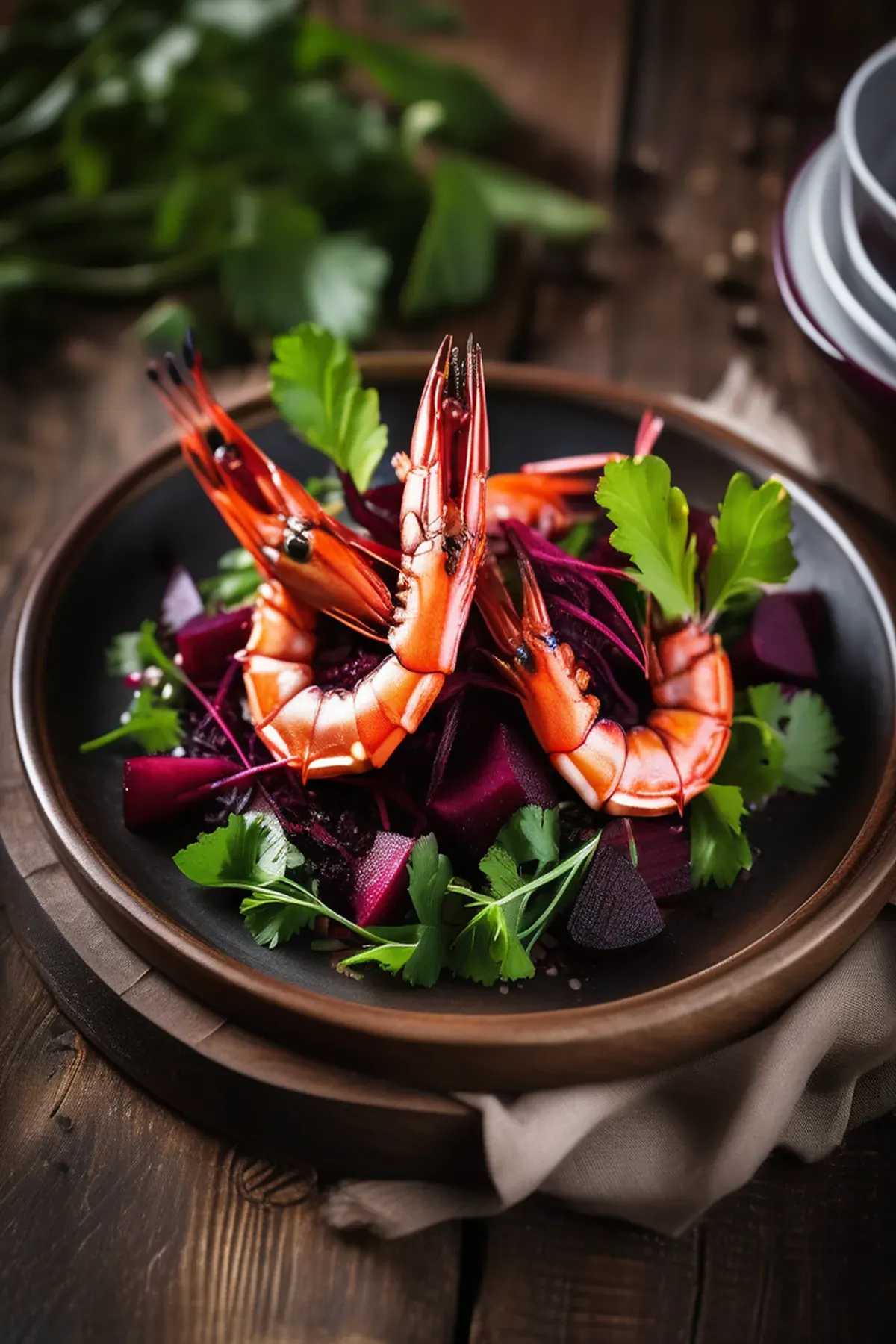 Roasted Prawns with Beetroot