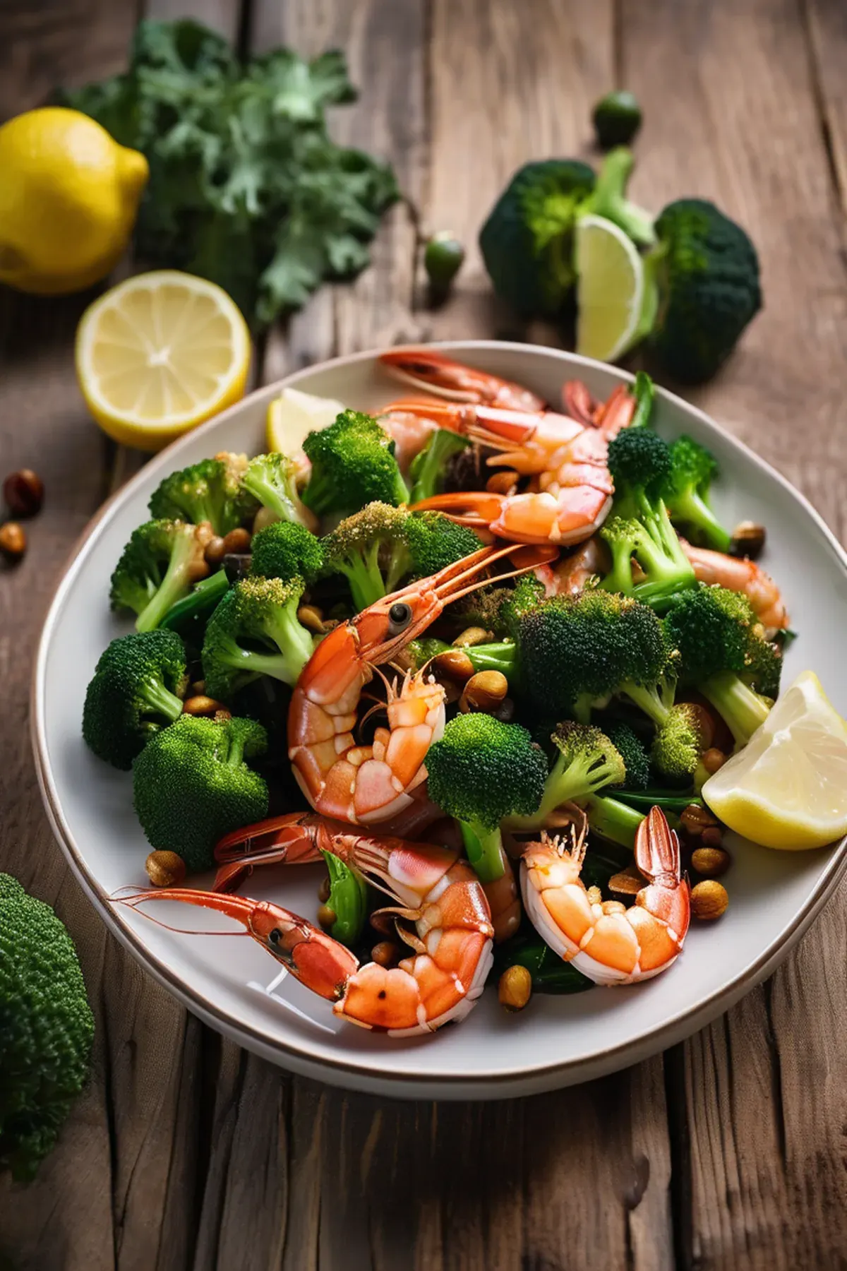 Roasted Prawns with Broccoli
