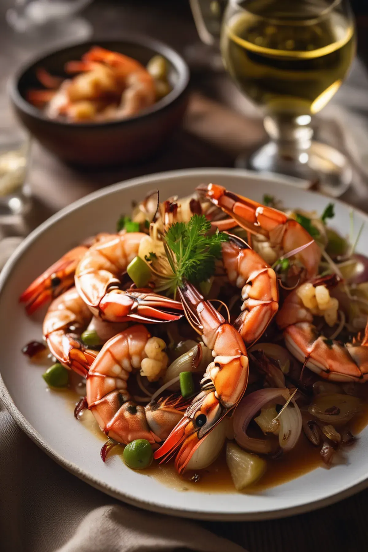 Roasted Prawns with Caramelized Onion and Garlic