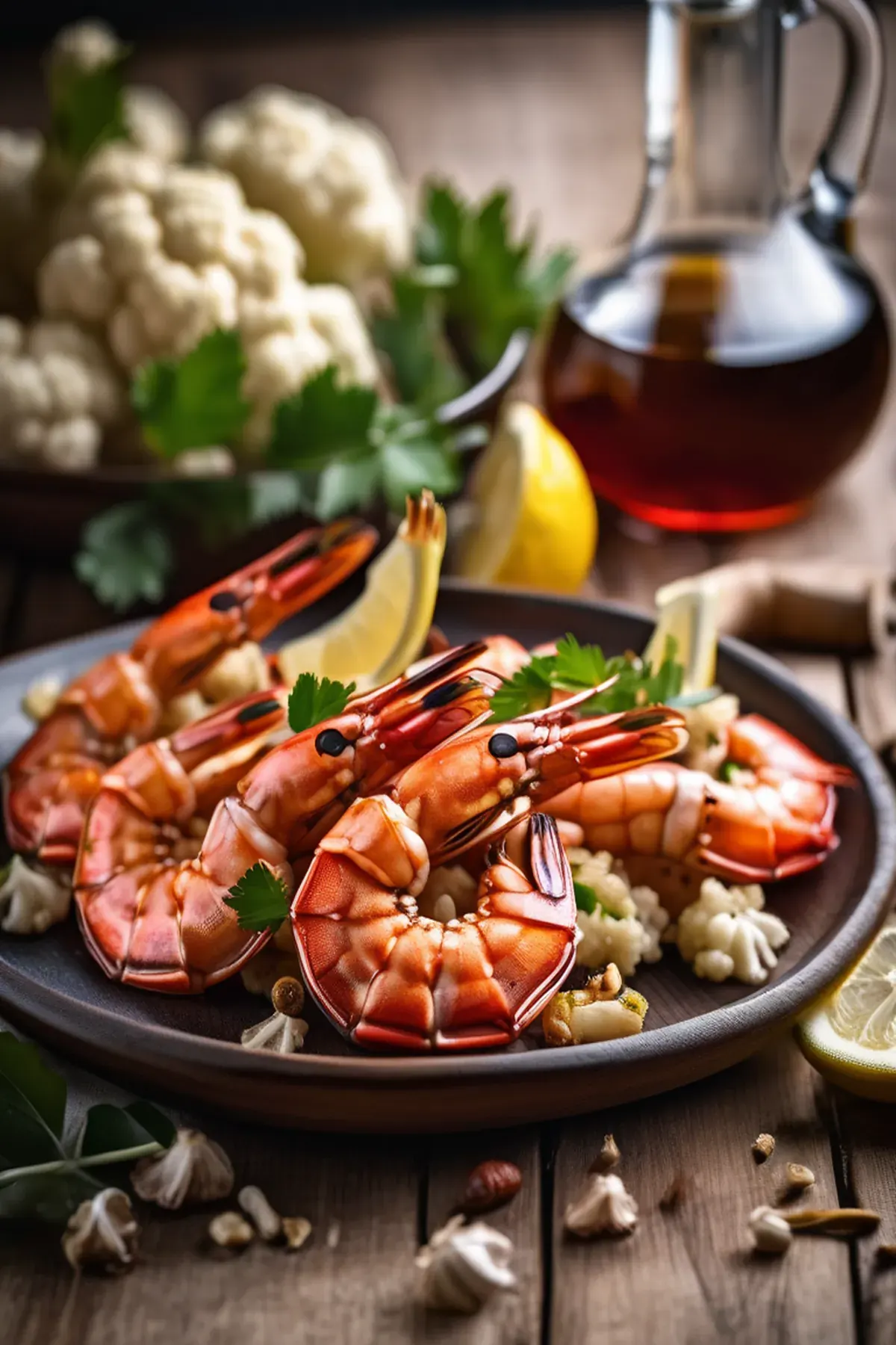 Roasted Prawns with Cauliflower