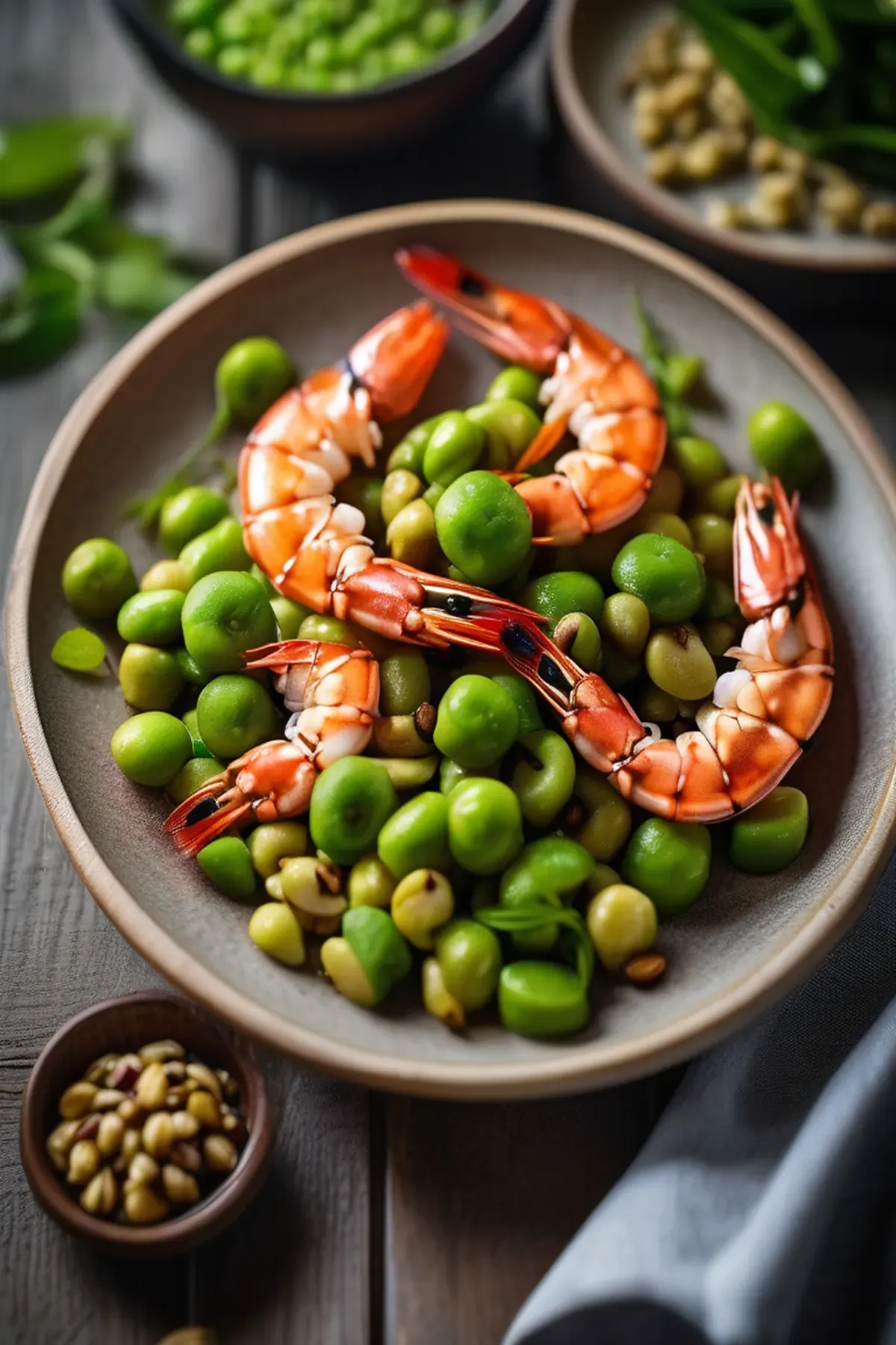 Roasted Prawns with Edamame