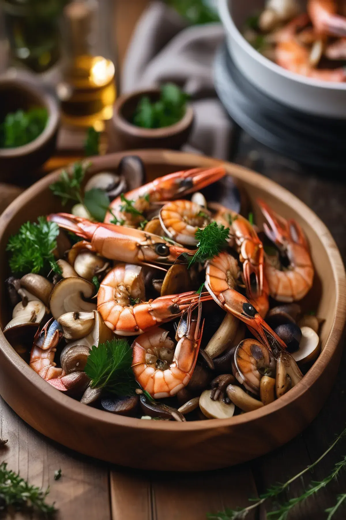 Roasted Prawns with Mushroom and Garlic Butter