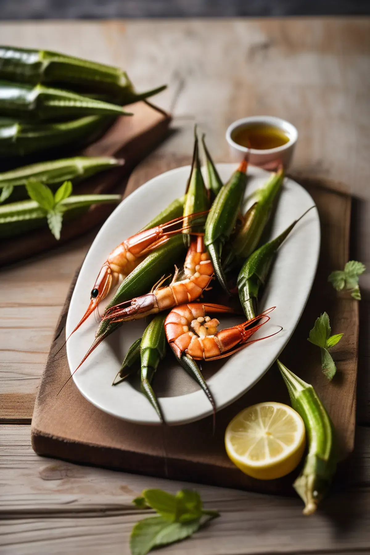Roasted Prawns with Okra
