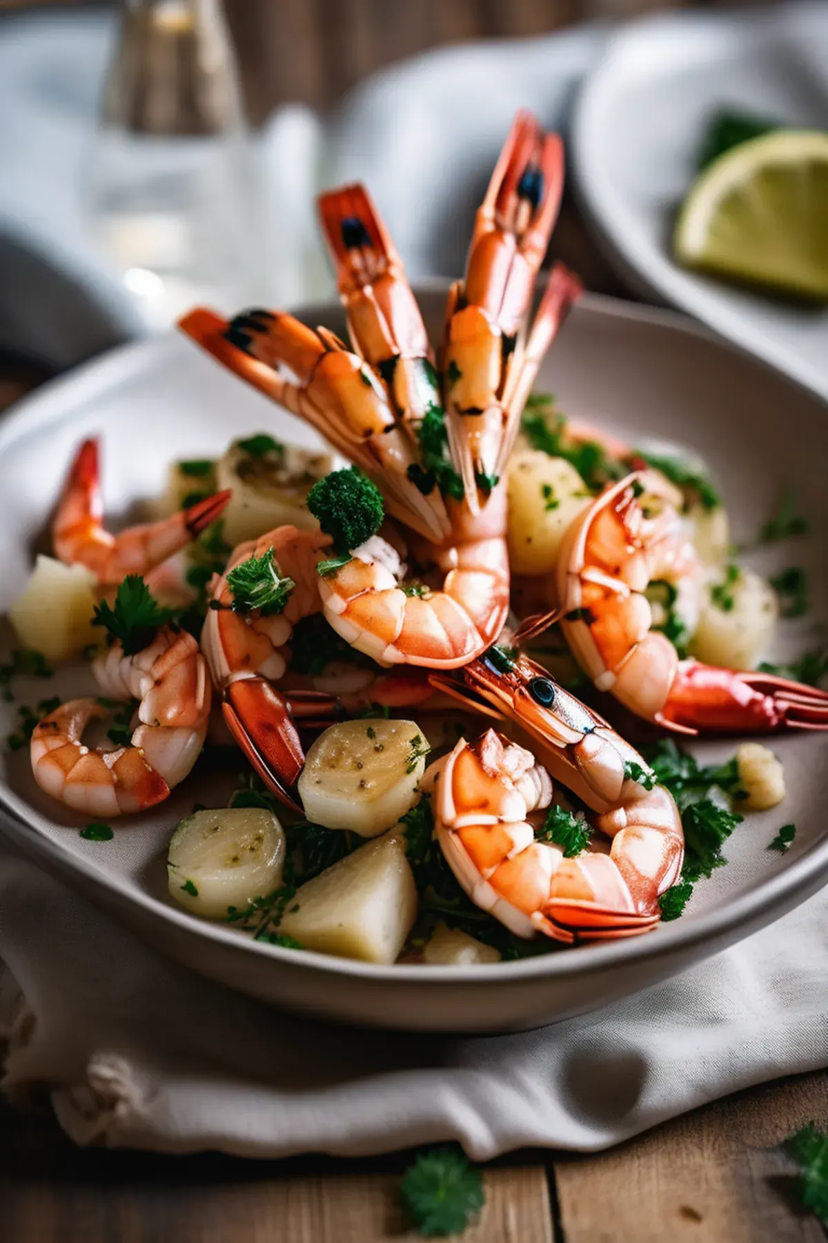 Roasted Prawns with Turnip and Herb Butter