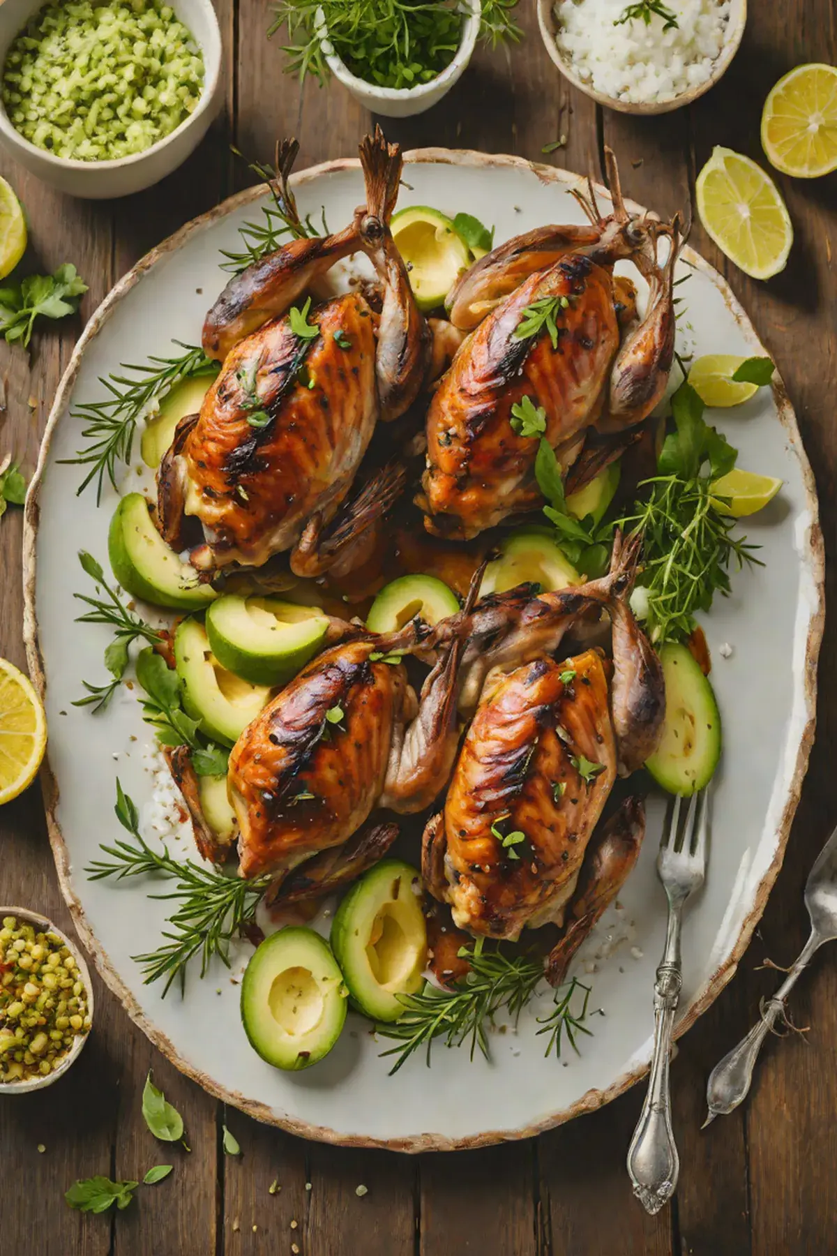 Roasted Quail with Avocado