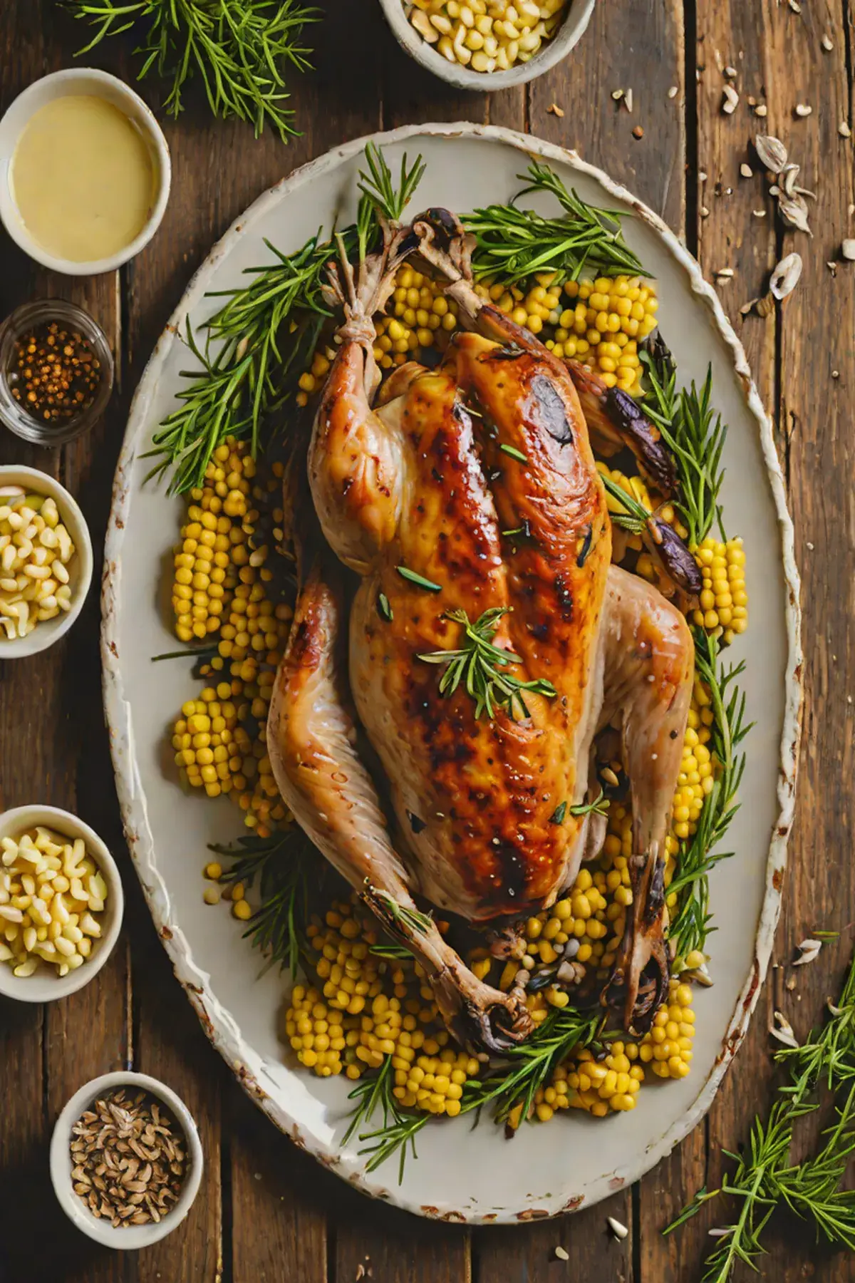 Roasted Quail with Corn