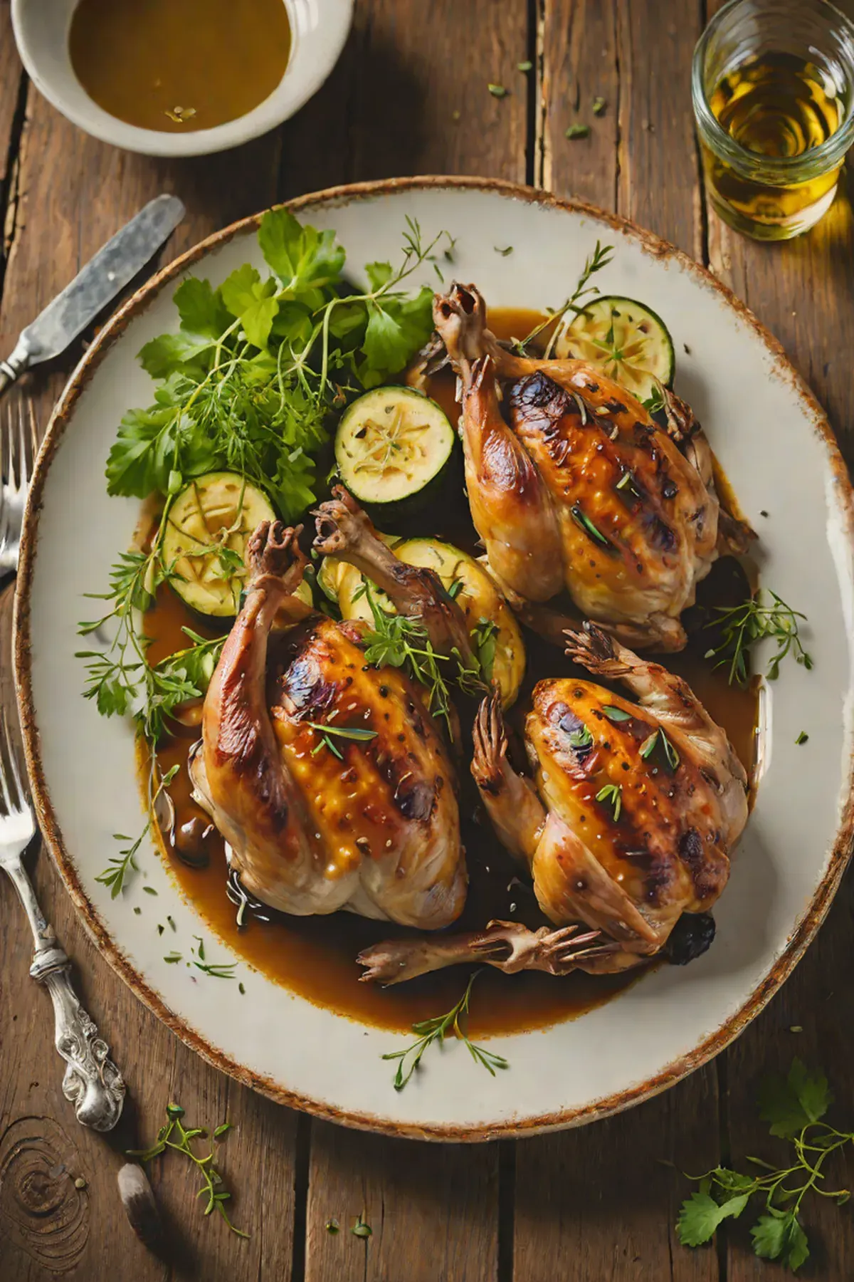 Roasted Quail with Courgette